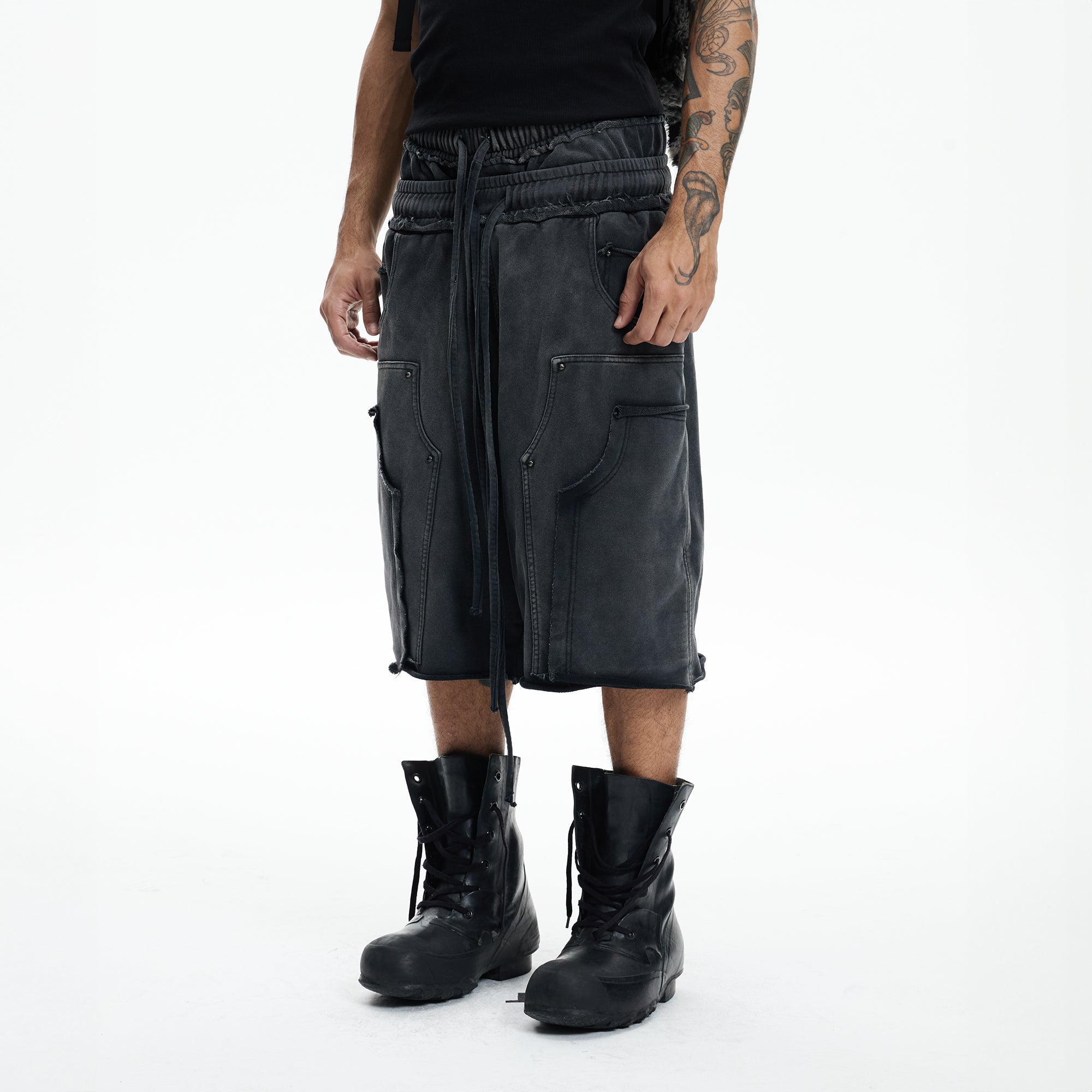 DND4DES Deconstructed Distressed Double-Knee Shorts