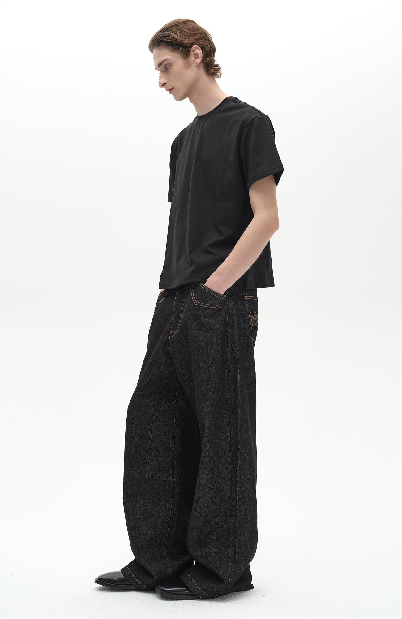 SADSOUP Contrast Stitch Wide-Leg Jeans