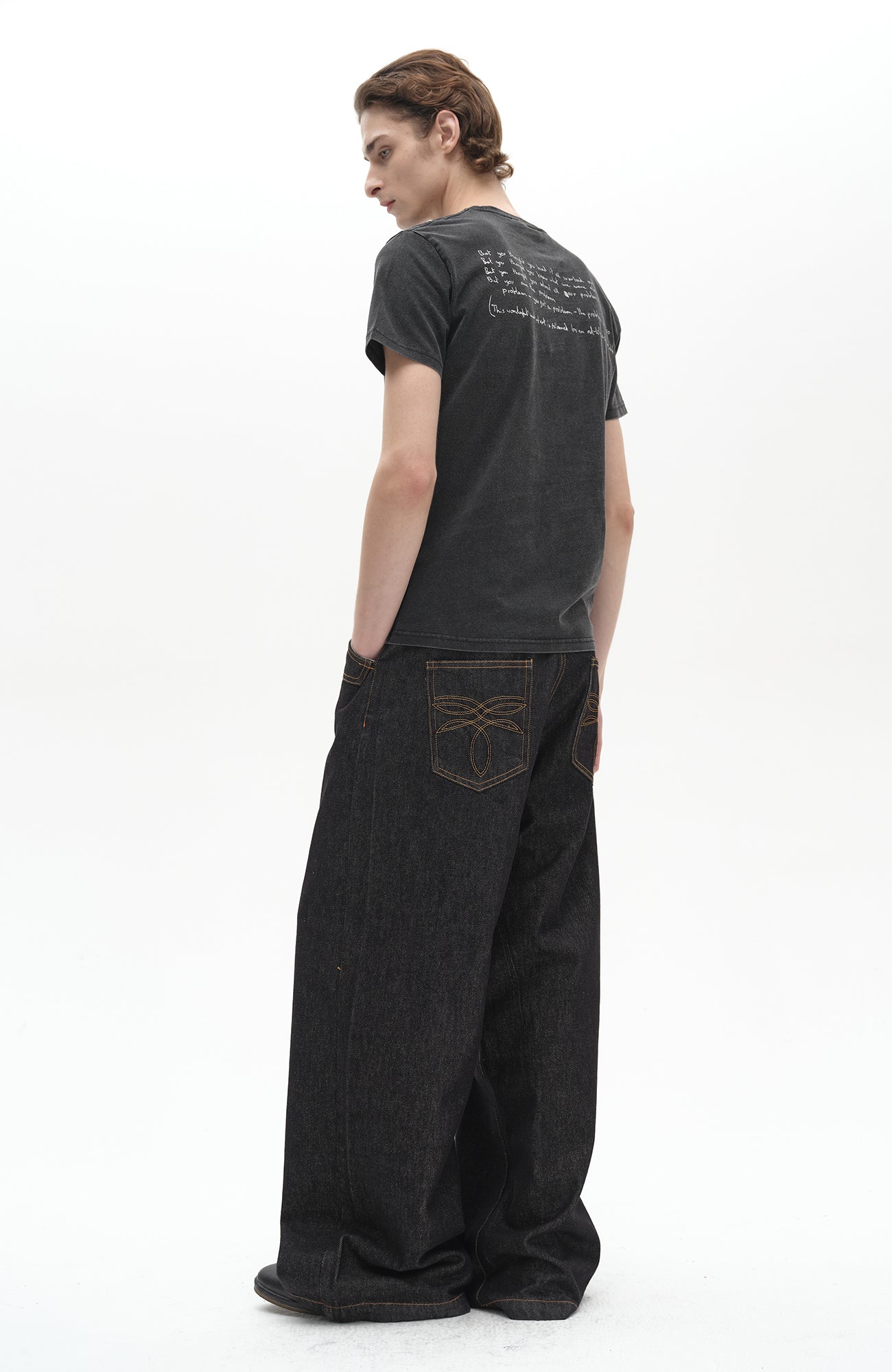 SADSOUP Contrast Stitch Wide-Leg Jeans