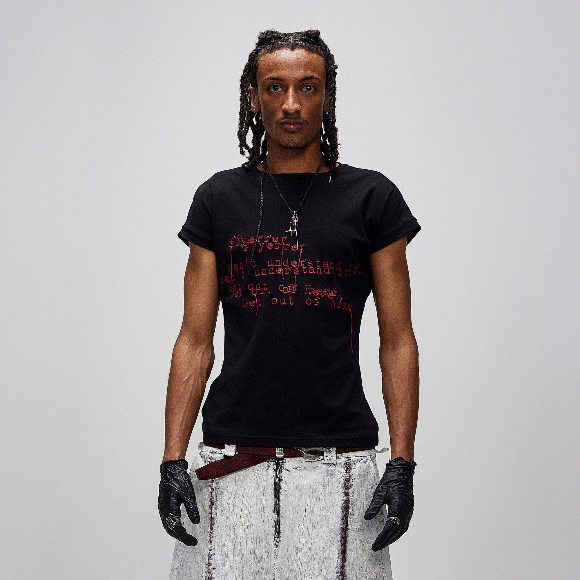 FLYERRER Distorted Lettering Graphic T-Shirt, premium urban and streetwear designers apparel on PROJECTISR.com, FLYERRER