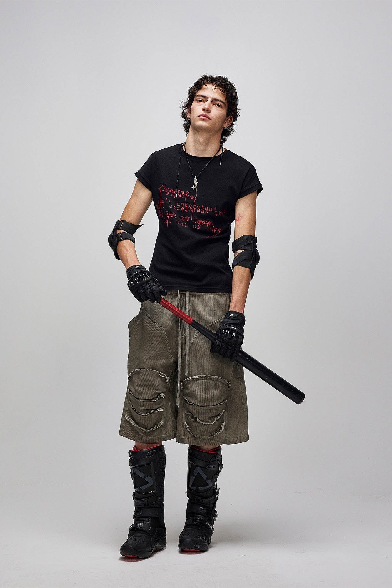 FLYERRER Dirty Fit Layered Frayed Knee Shorts