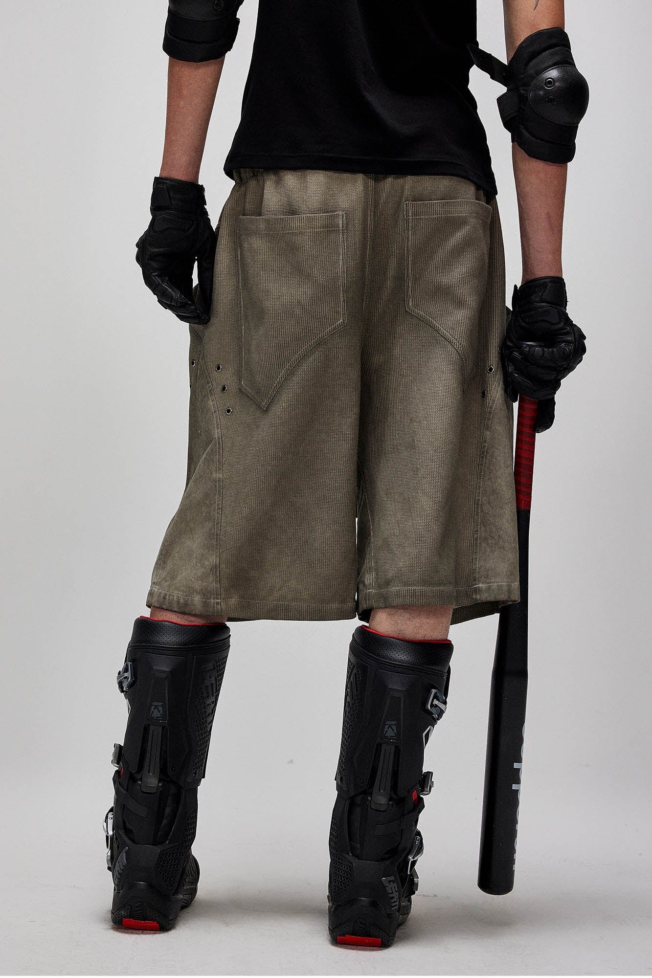 FLYERRER Dirty Fit Layered Frayed Knee Shorts