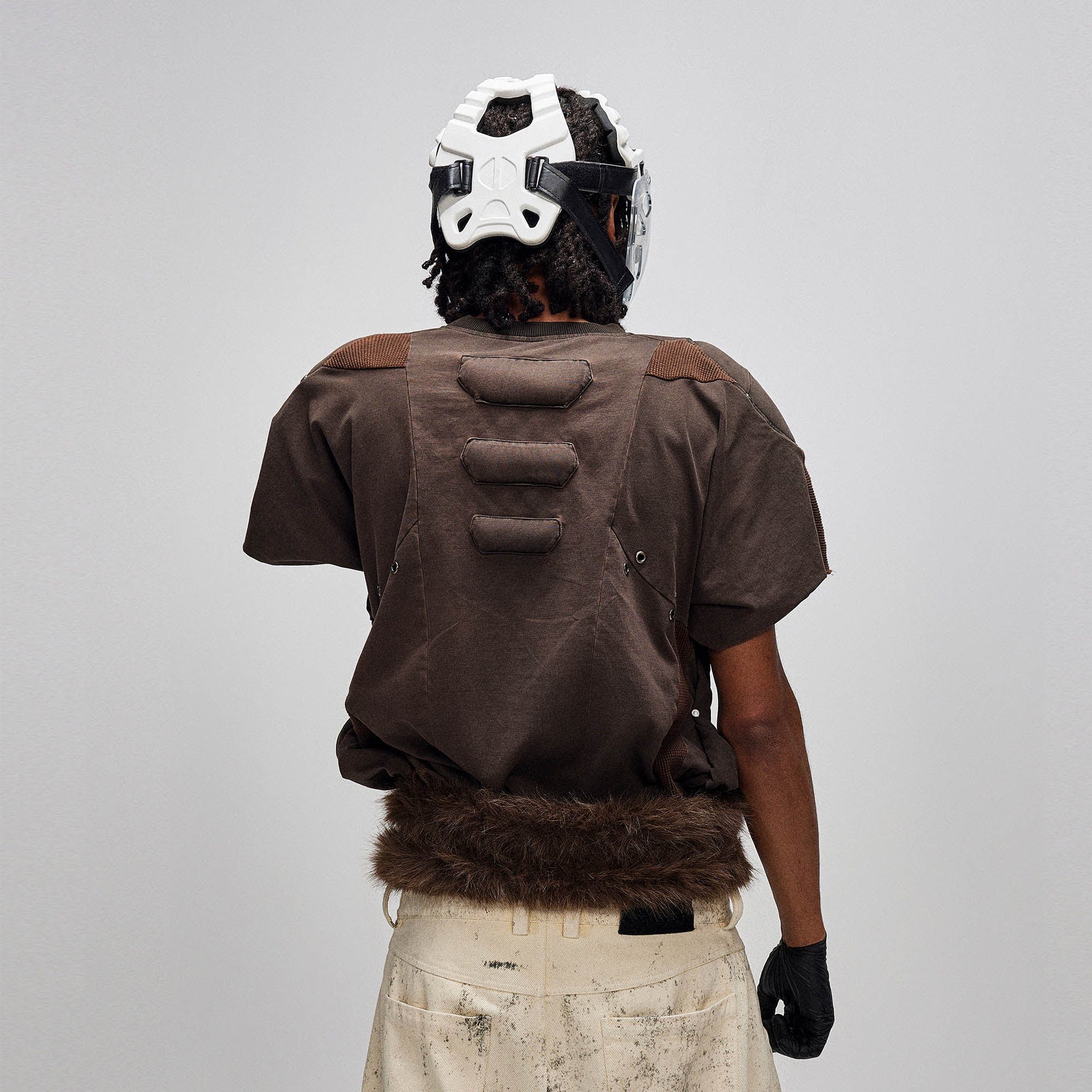 FLYERRER X-Silhouette Spliced Padded Shoulder T-Shirt, premium urban and streetwear designers apparel on PROJECTISR.com, FLYERRER