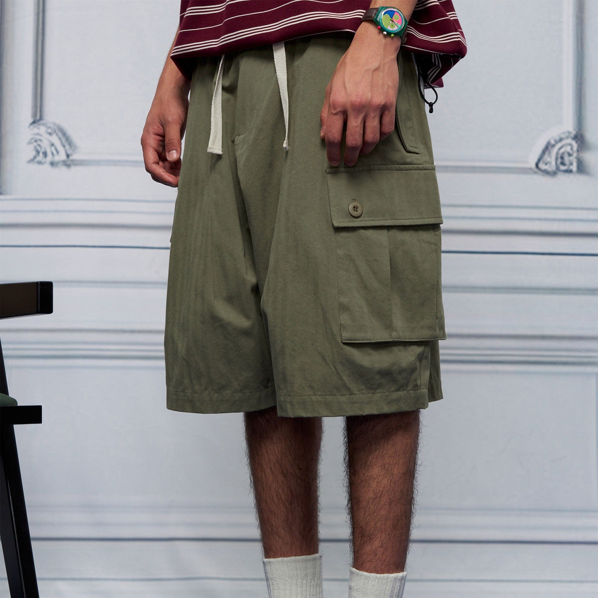 UNLIMITED MOTE Multi-Pocket Drawstring Cargo Shorts, premium urban and streetwear designers apparel on PROJECTISR.com, UNLIMITED MOTE