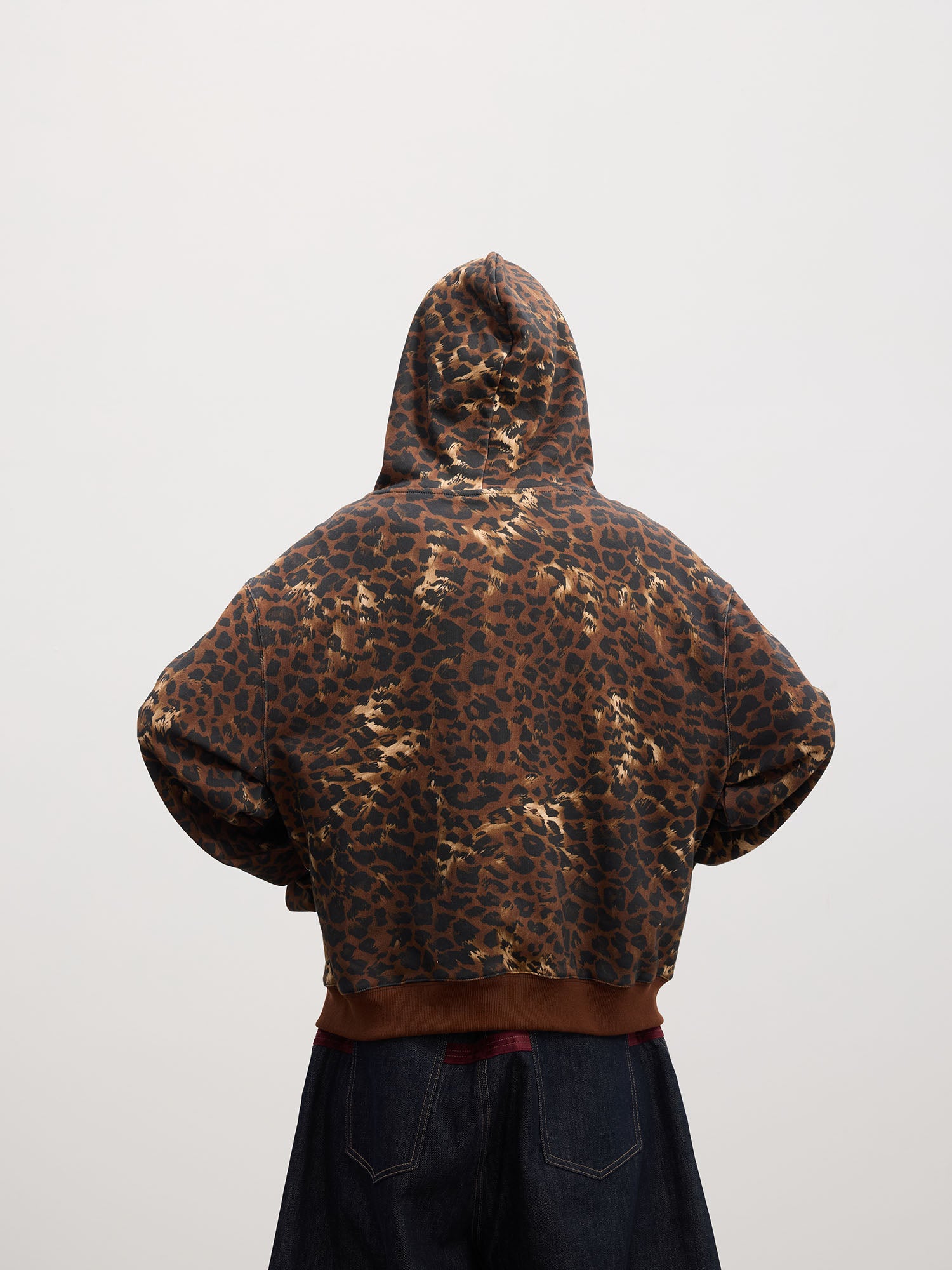 DND4DES Cartoon Rhinestone Leopard Zip-Up Hoodie