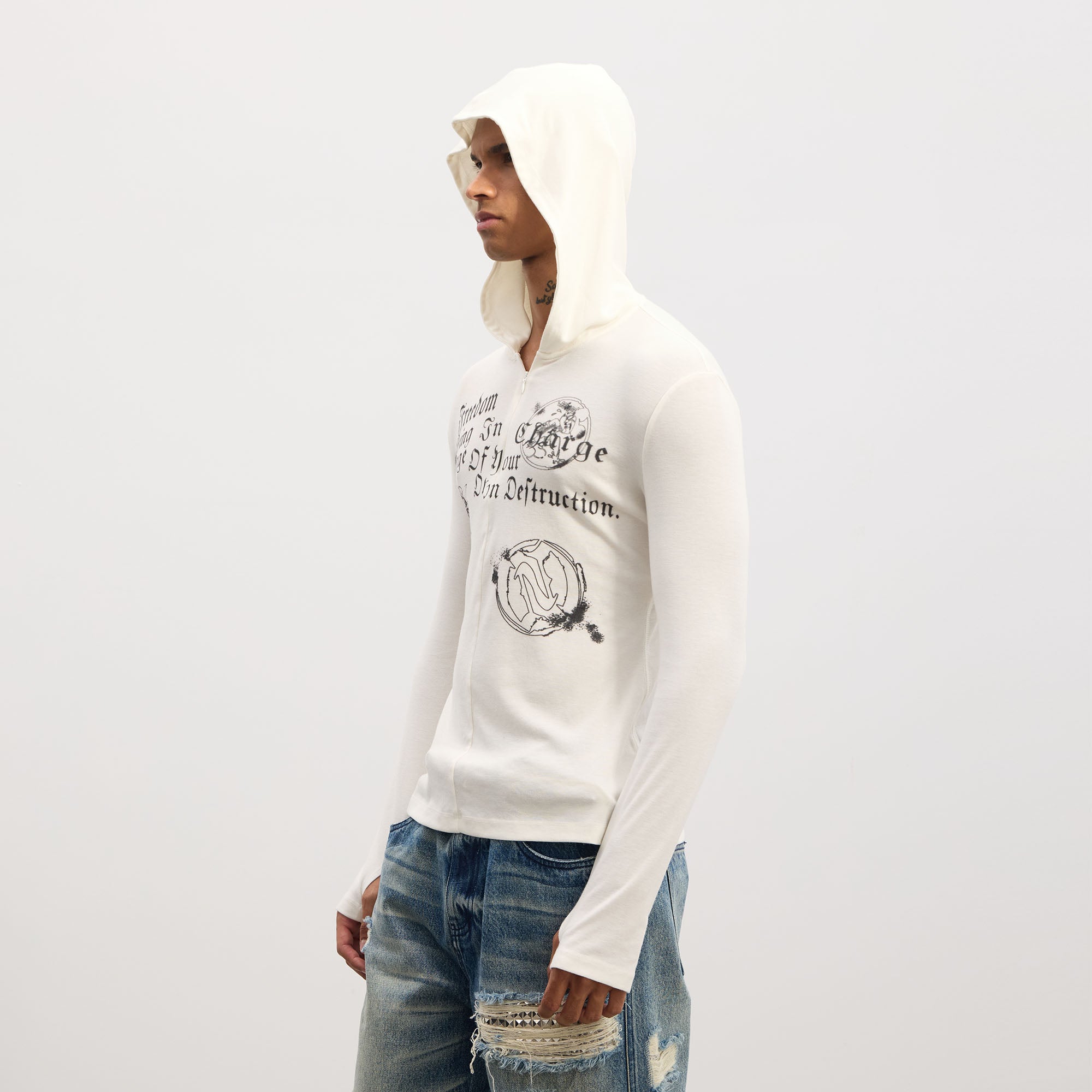 DND4DES Gothic Graphic Slim Zip-Up Hoodie