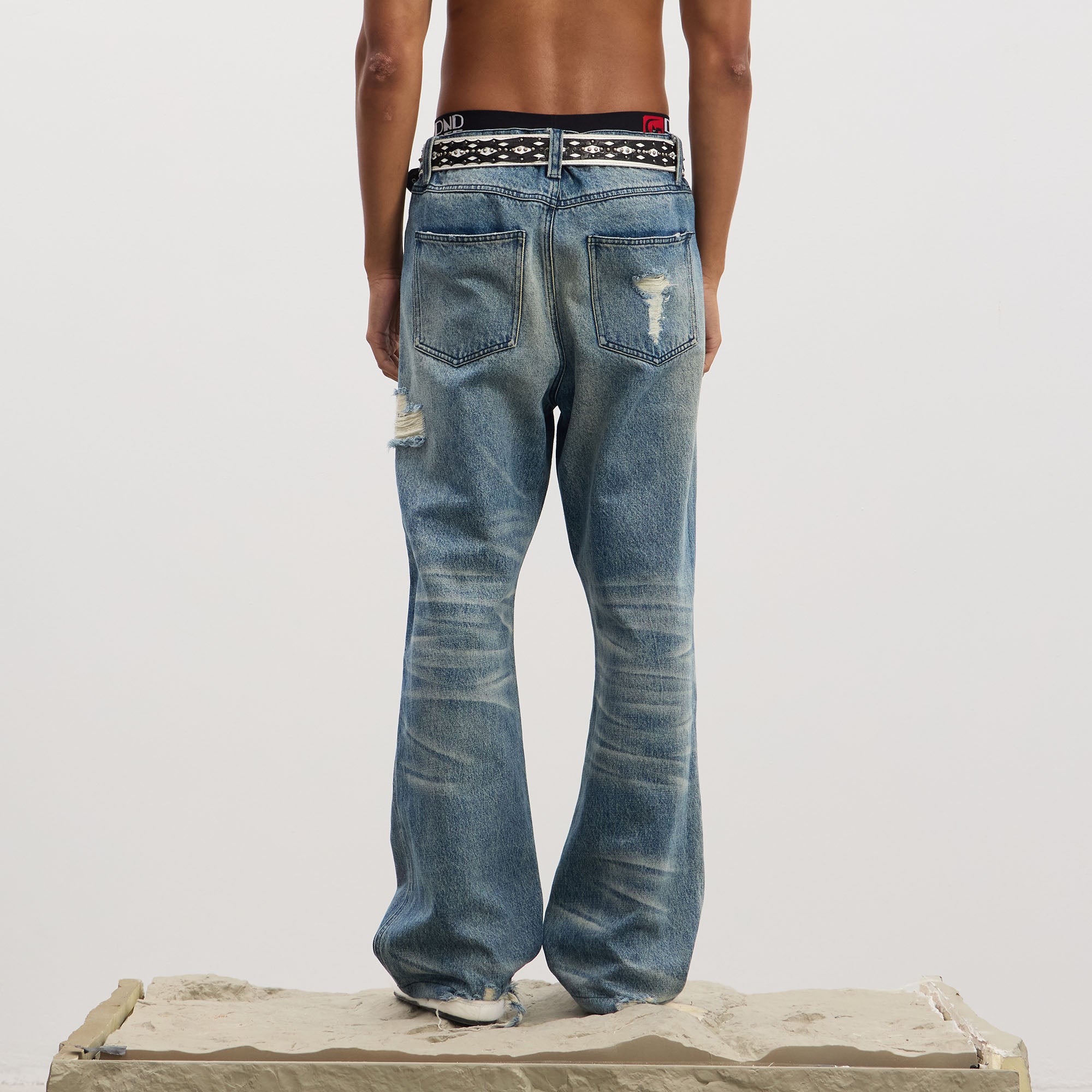 DND4DES Ripped Studded Flared Jeans