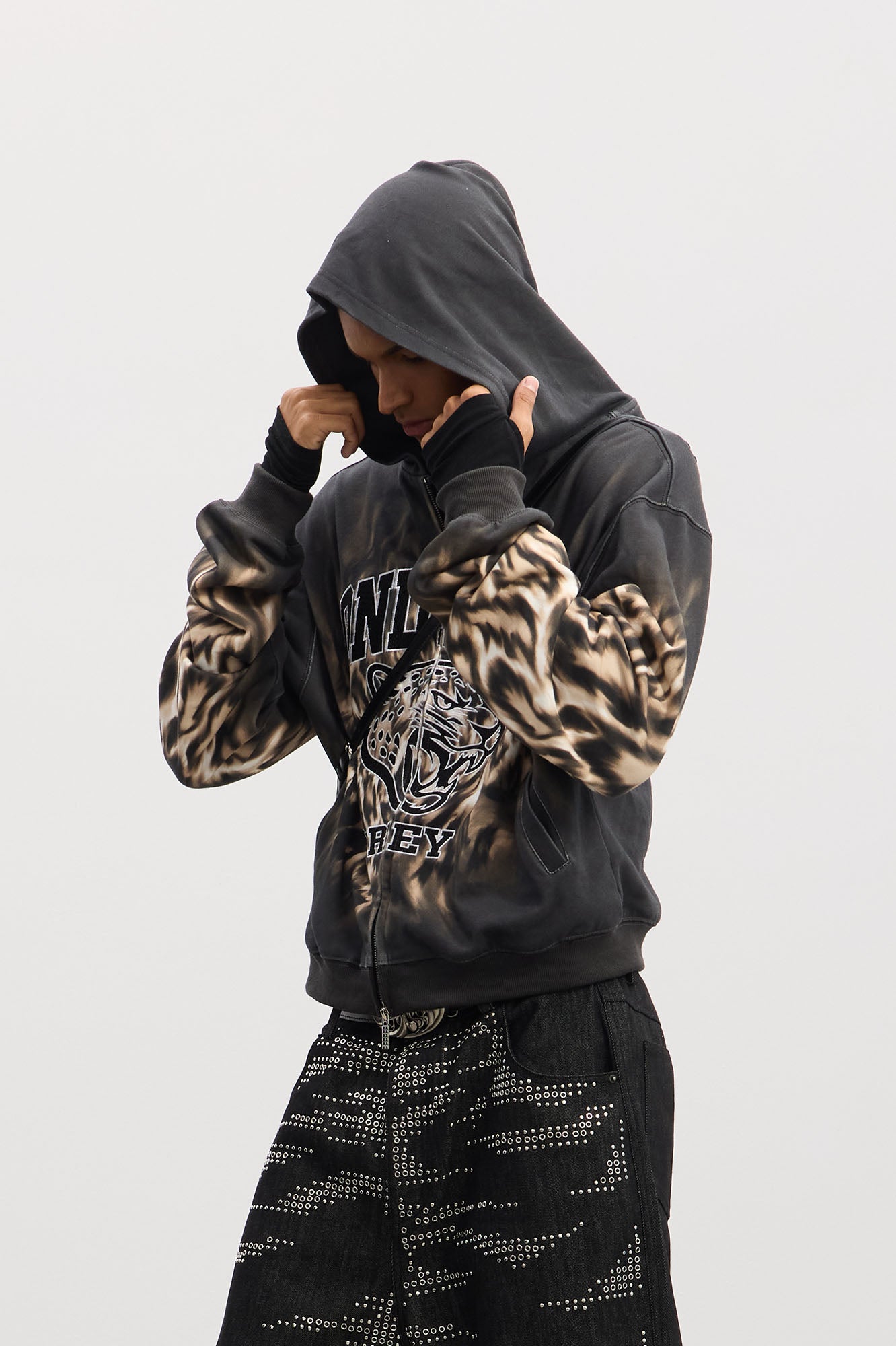DND4DES Tiger Embroidered Zip-Up Hoodie, premium urban and streetwear designers apparel on PROJECTISR.com, DND4DES