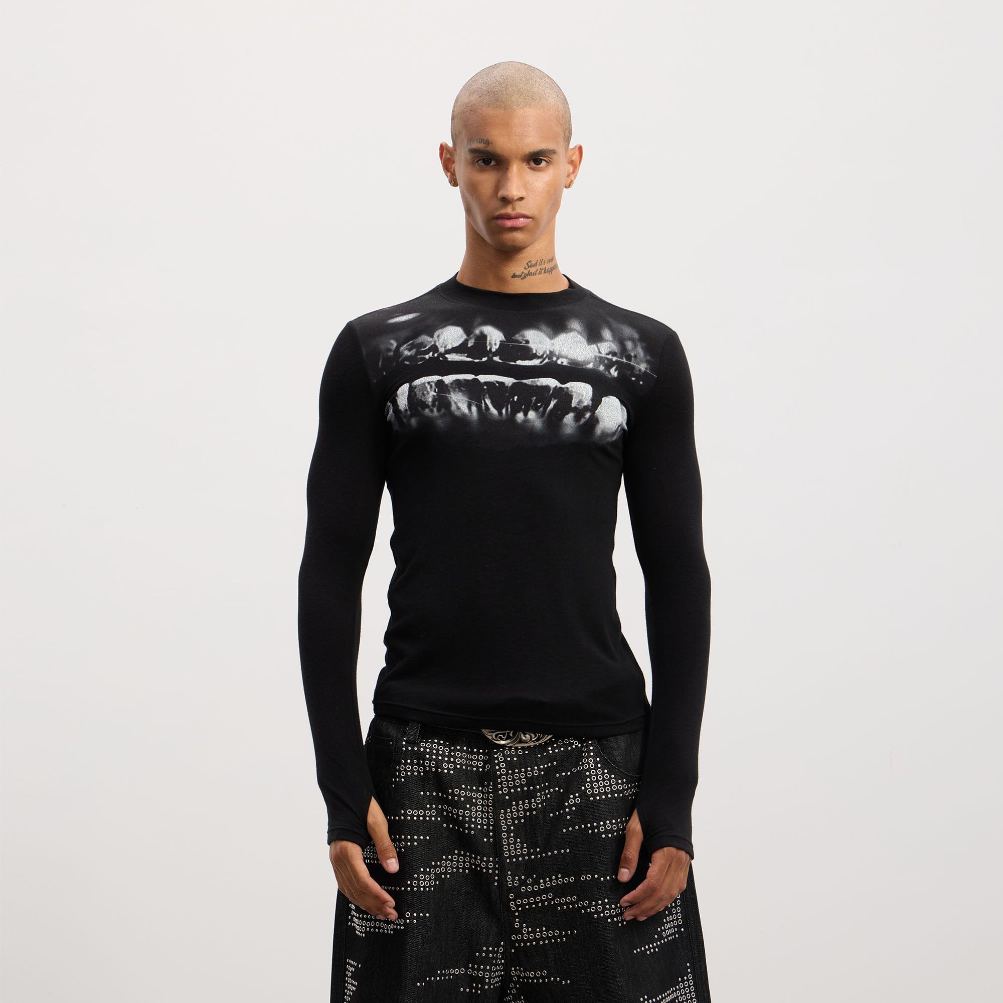 DND4DES Grillz Graphic Slim Long-Sleeve Tee, premium urban and streetwear designers apparel on PROJECTISR.com, DND4DES