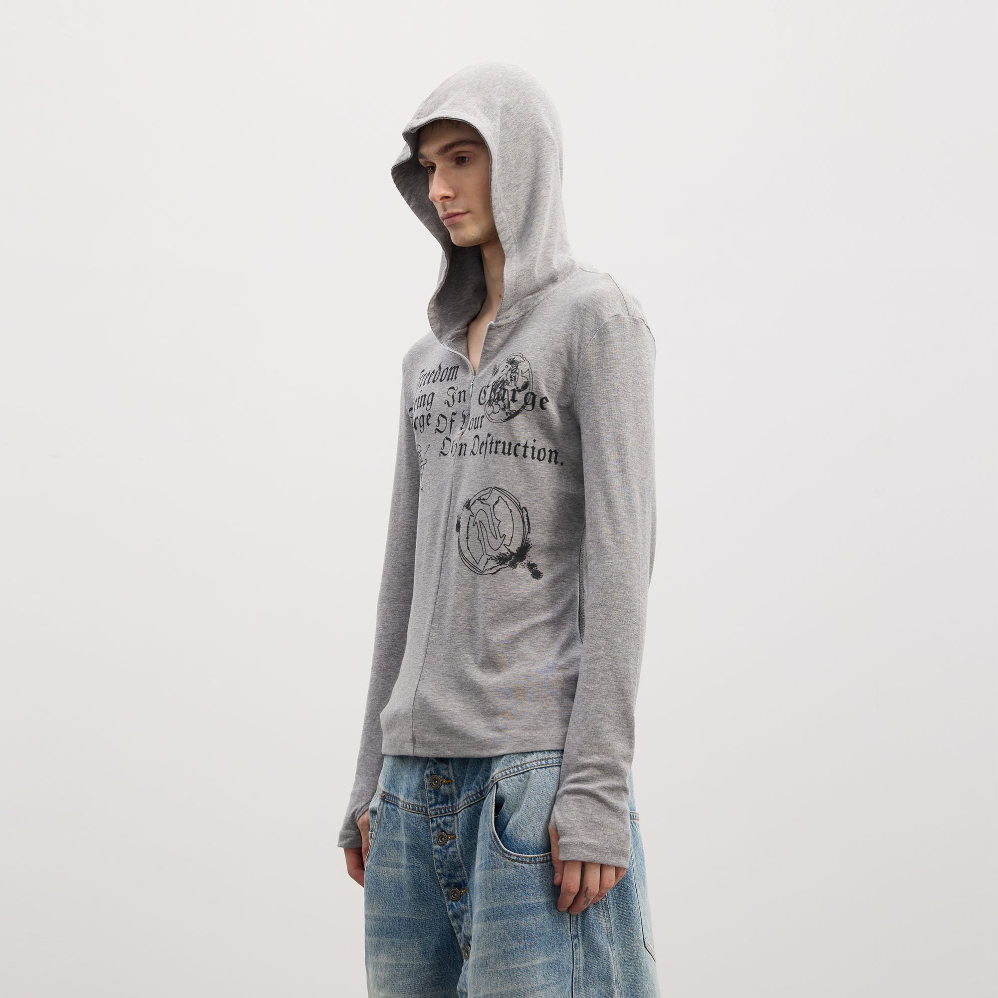 DND4DES Gothic Graphic Slim Zip-Up Hoodie