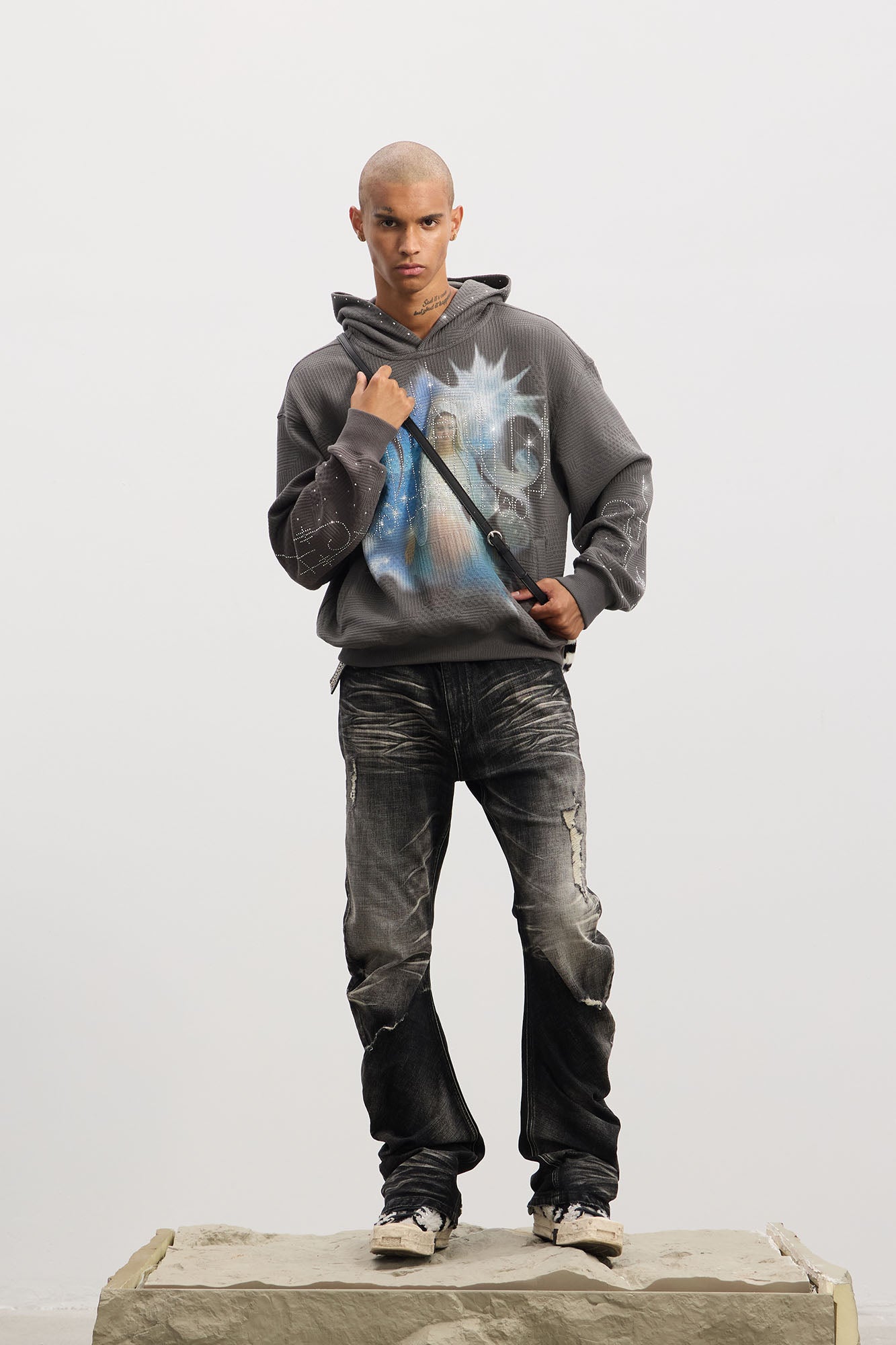 DND4DES Dirty Fit Whiskered Stack Jeans, premium urban and streetwear designers apparel on PROJECTISR.com, DND4DES