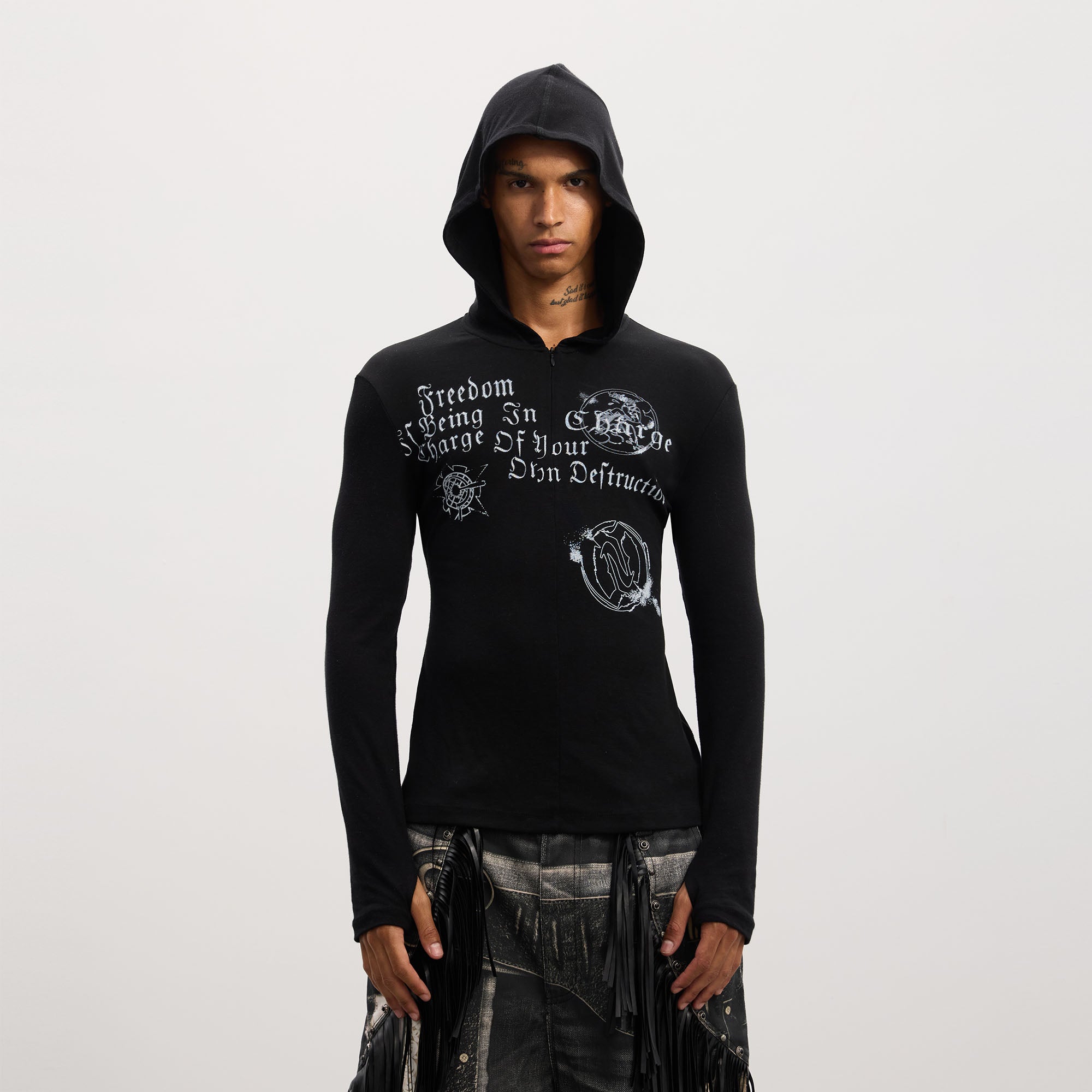 DND4DES Gothic Graphic Slim Zip-Up Hoodie