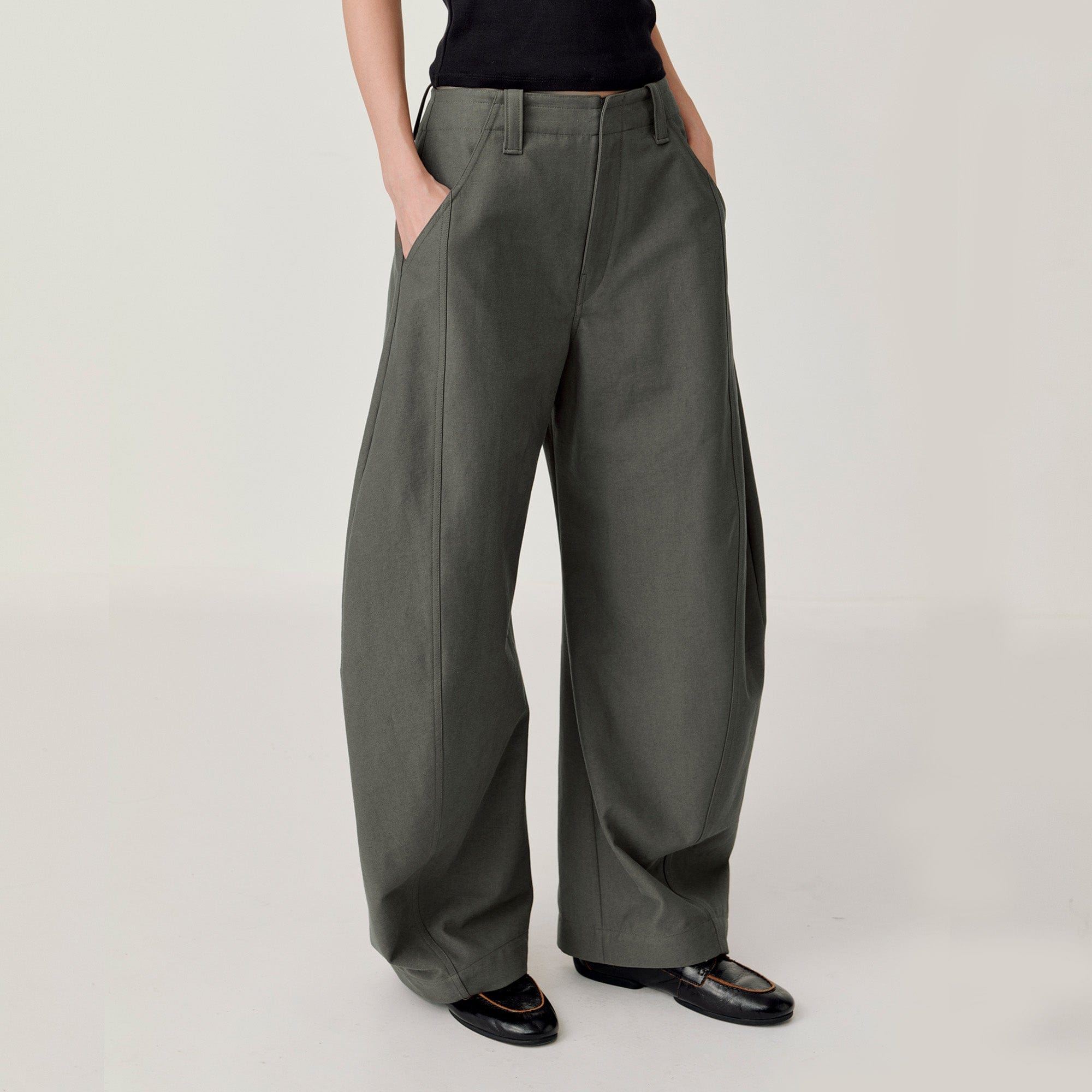 OPICLOTH Retro Curved-Cut Tailored Pants, premium urban and streetwear designers apparel on PROJECTISR.com, OPICLOTH