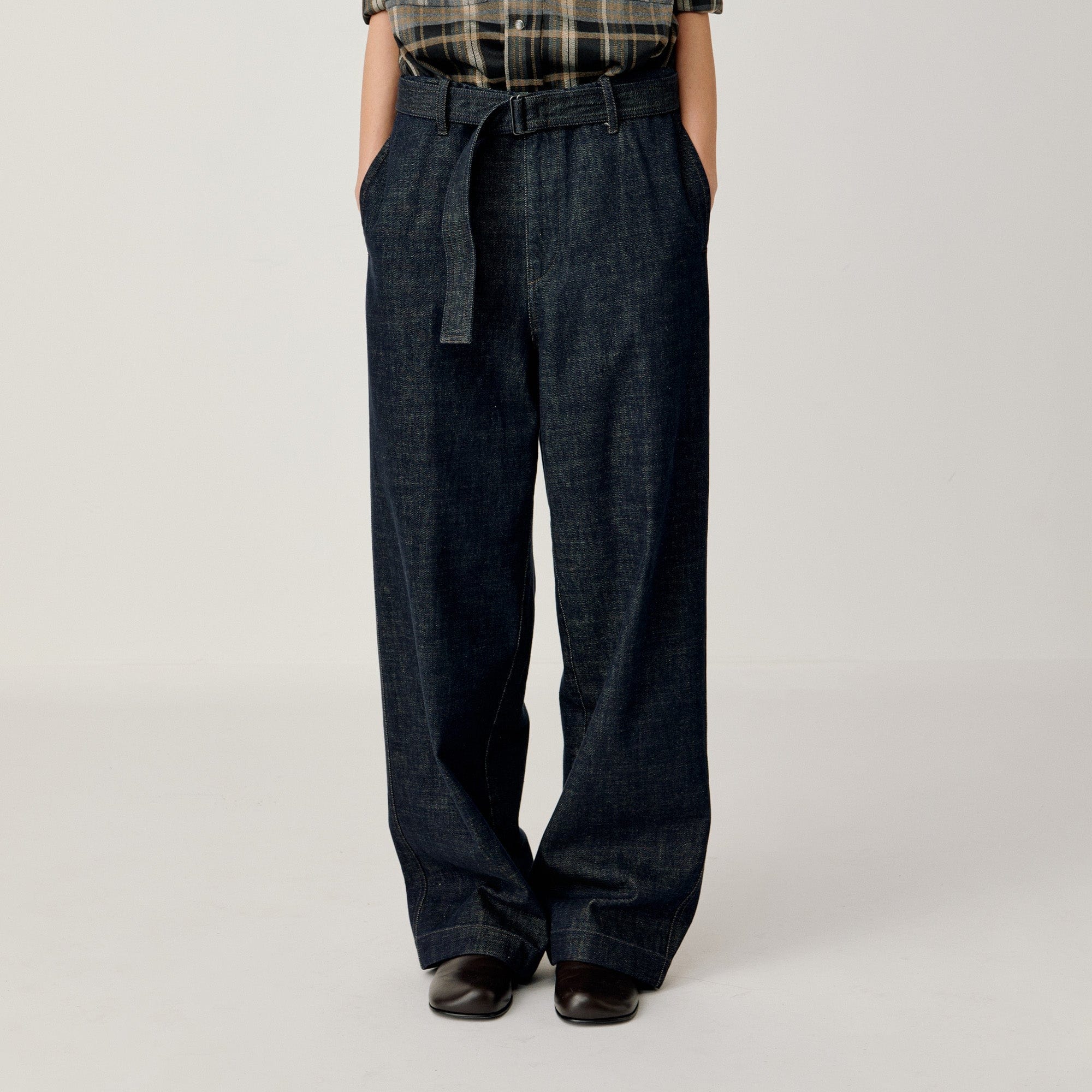 OPICLOTH Essential Washed Belted Wide-Leg Jeans, premium urban and streetwear designers apparel on PROJECTISR.com, OPICLOTH