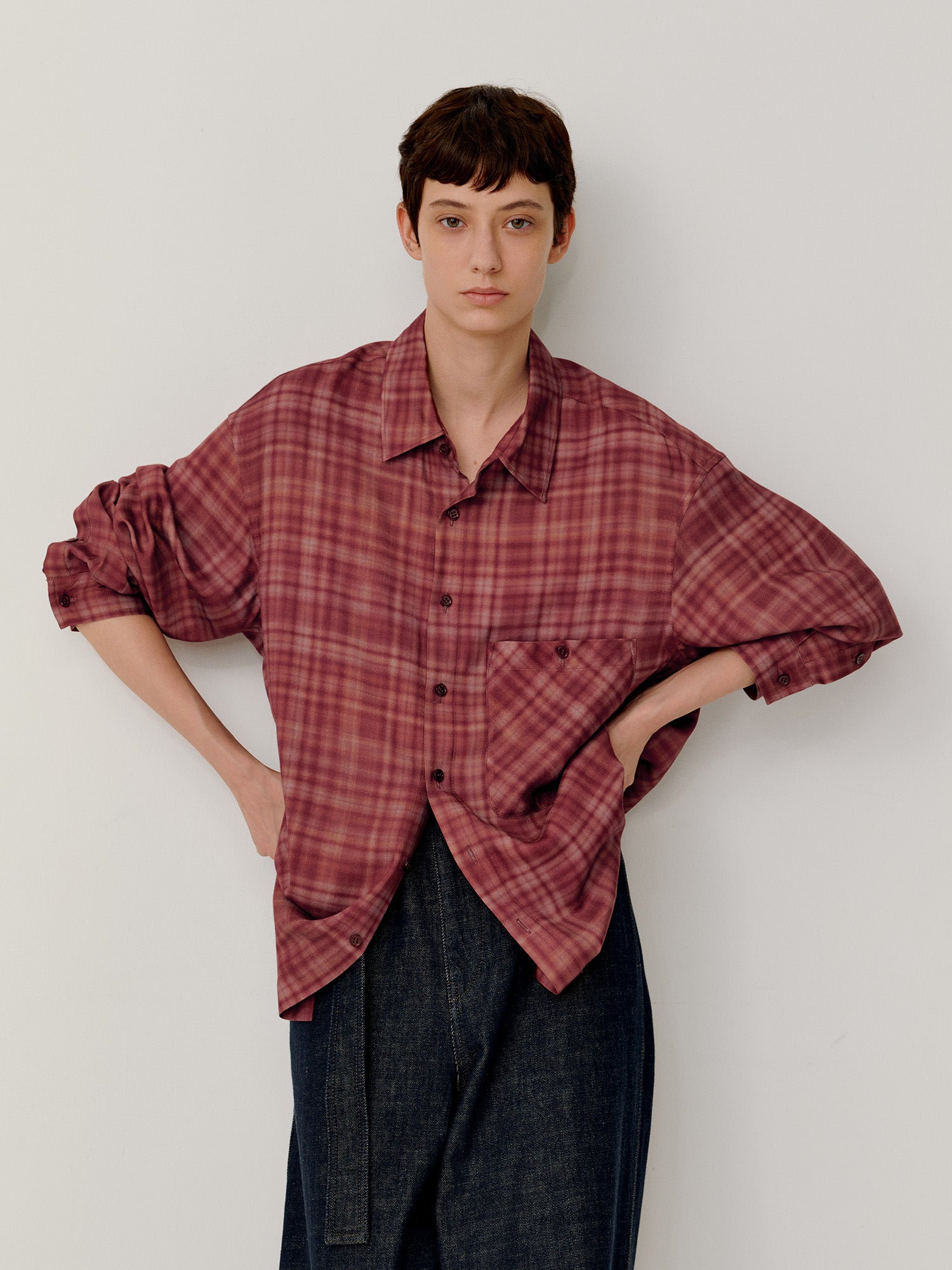 OPICLOTH Classical Oversized Plaid Shirt