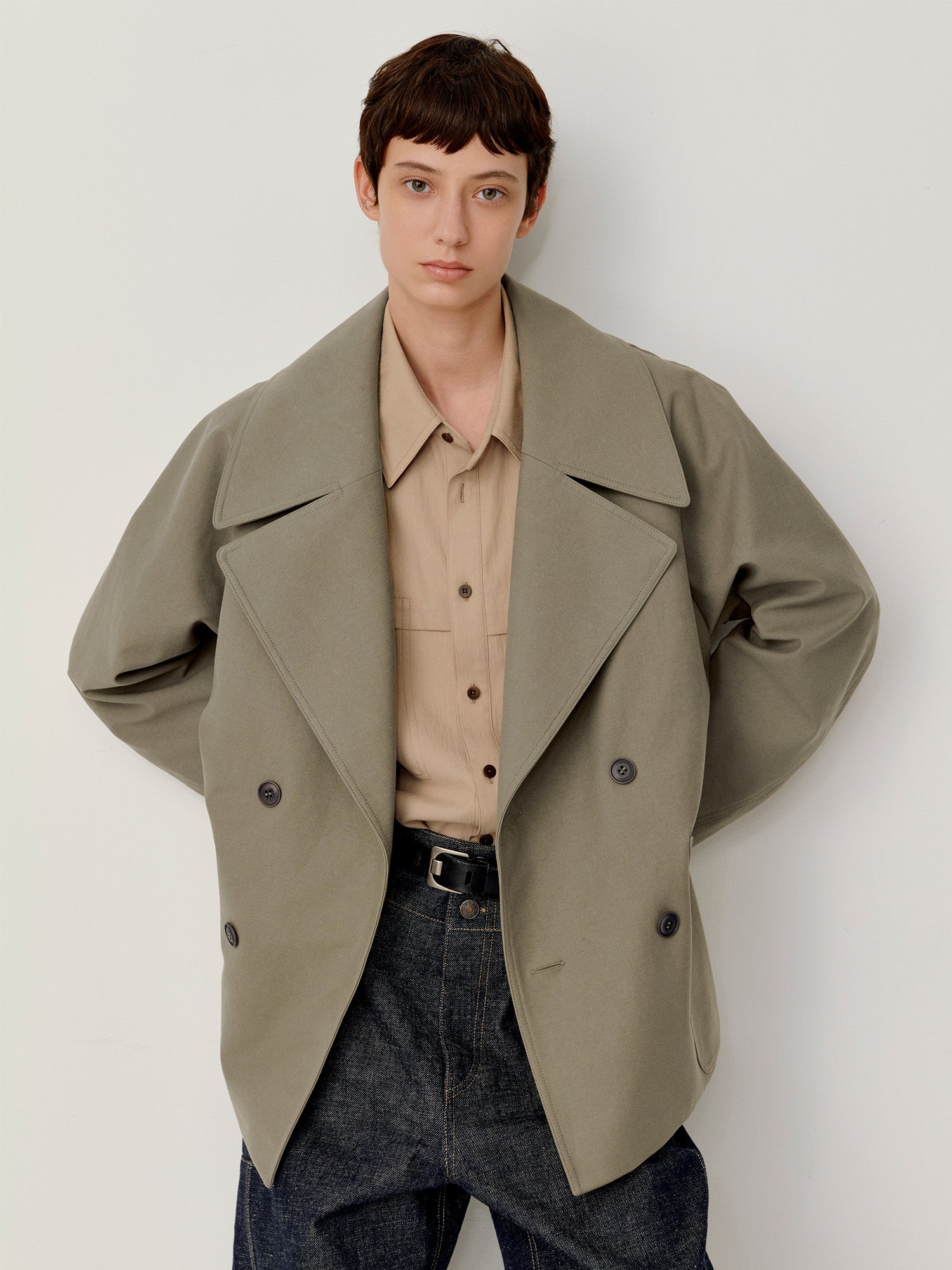 OPICLOTH Classical Double-Breasted Oversized Jacket