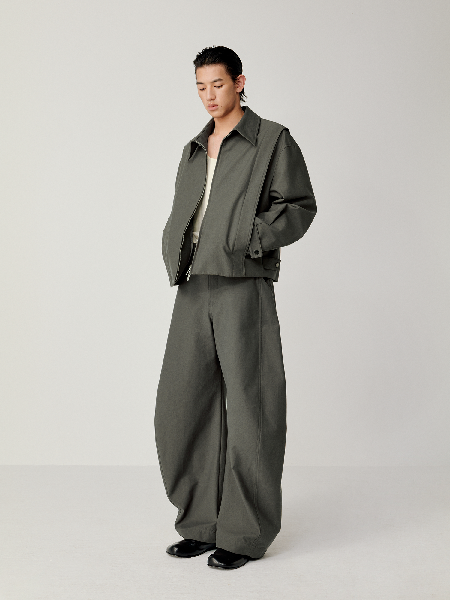 OPICLOTH Essential Structured Layered Double-Zip Jacket