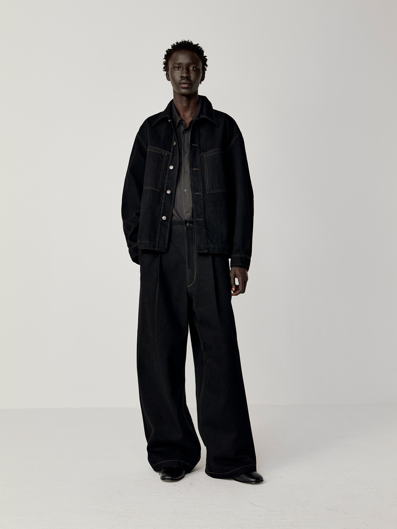OPICLOTH Washed Patch-Pockets Curved-Cuffs Jacket