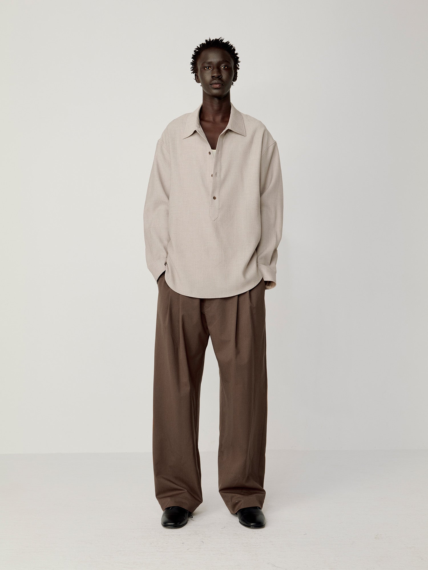 OPICLOTH Wool-Blend Pleated Drawstring Trousers