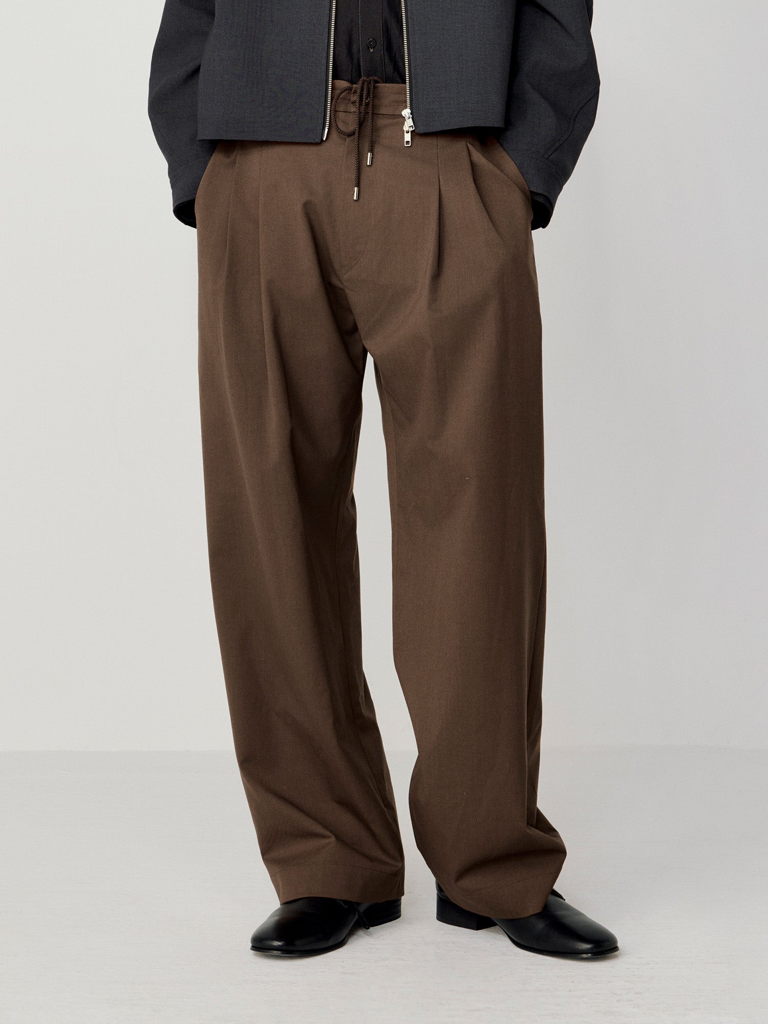 OPICLOTH Wool-Blend Pleated Drawstring Trousers