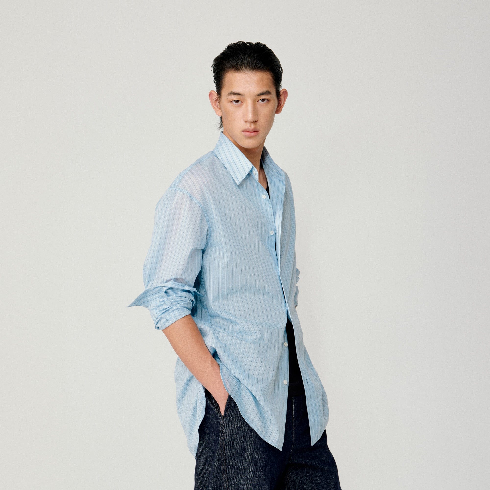 OPICLOTH Classic Striped Long Shirt, premium urban and streetwear designers apparel on PROJECTISR.com, OPICLOTH