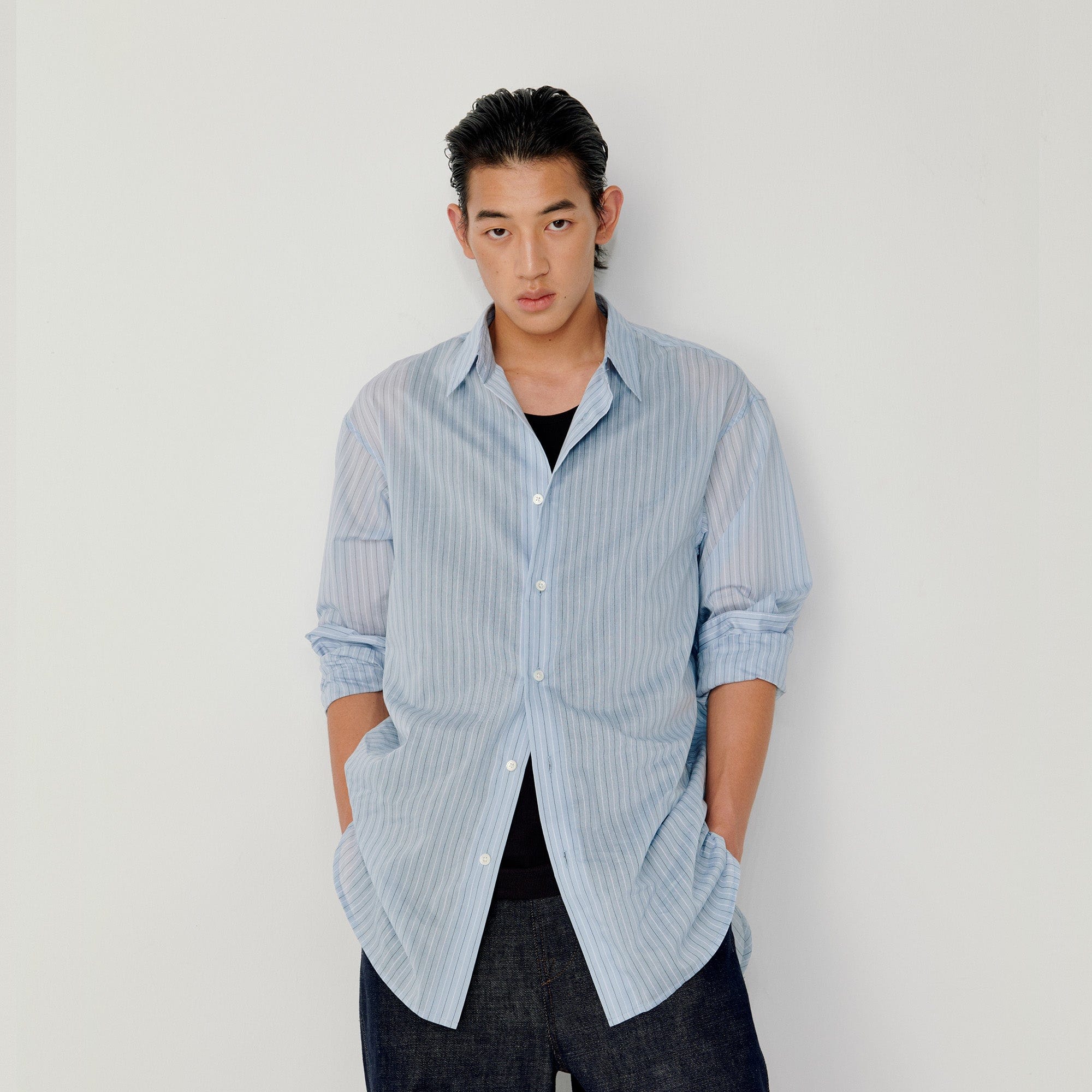 OPICLOTH Classic Striped Long Shirt, premium urban and streetwear designers apparel on PROJECTISR.com, OPICLOTH