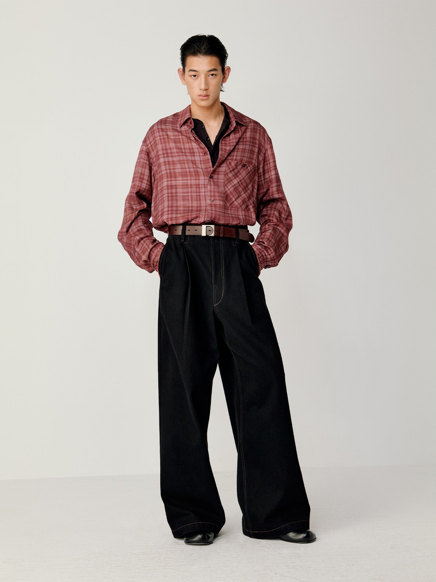 OPICLOTH Classical Oversized Plaid Shirt