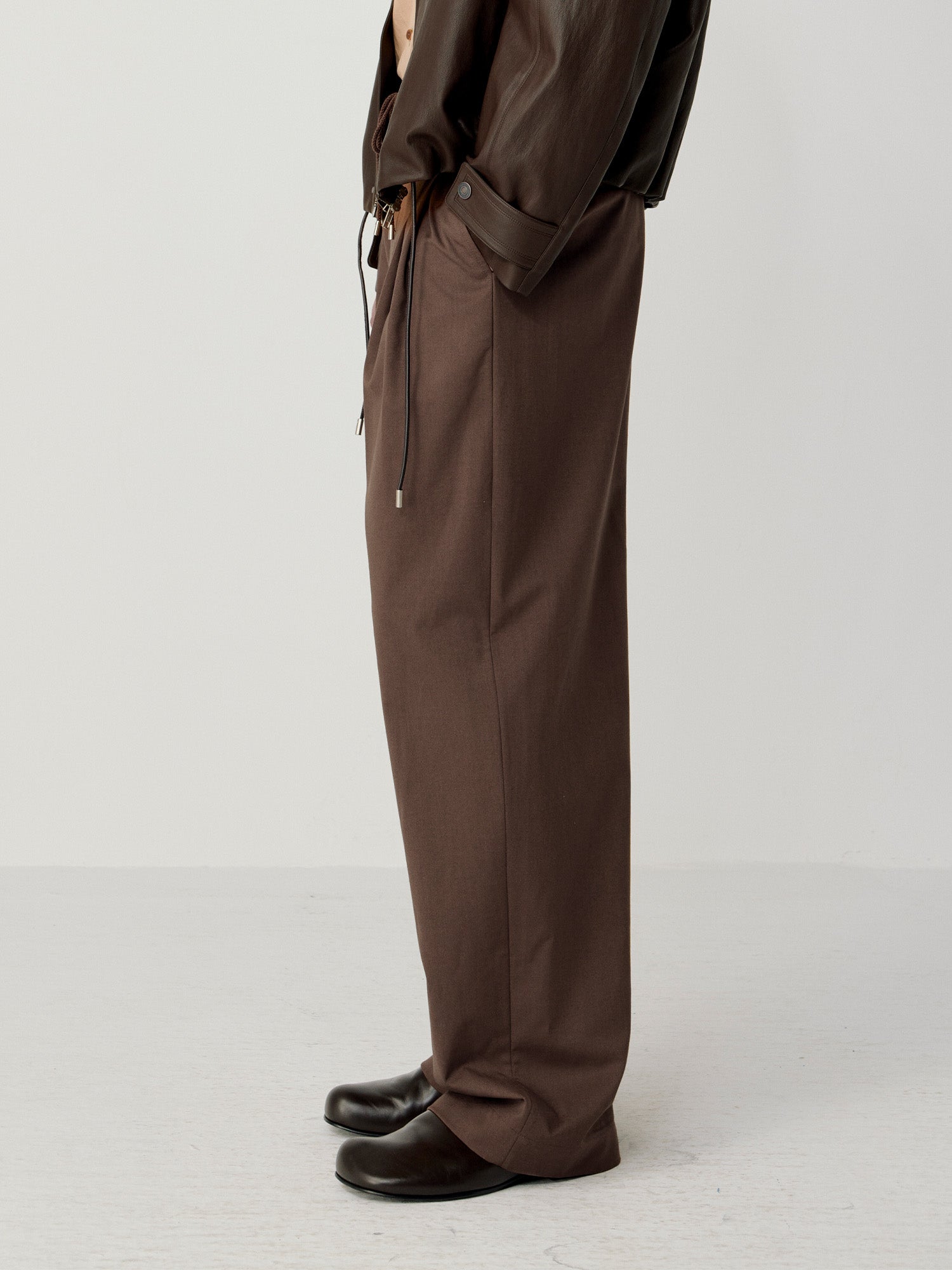 OPICLOTH Wool-Blend Pleated Drawstring Trousers