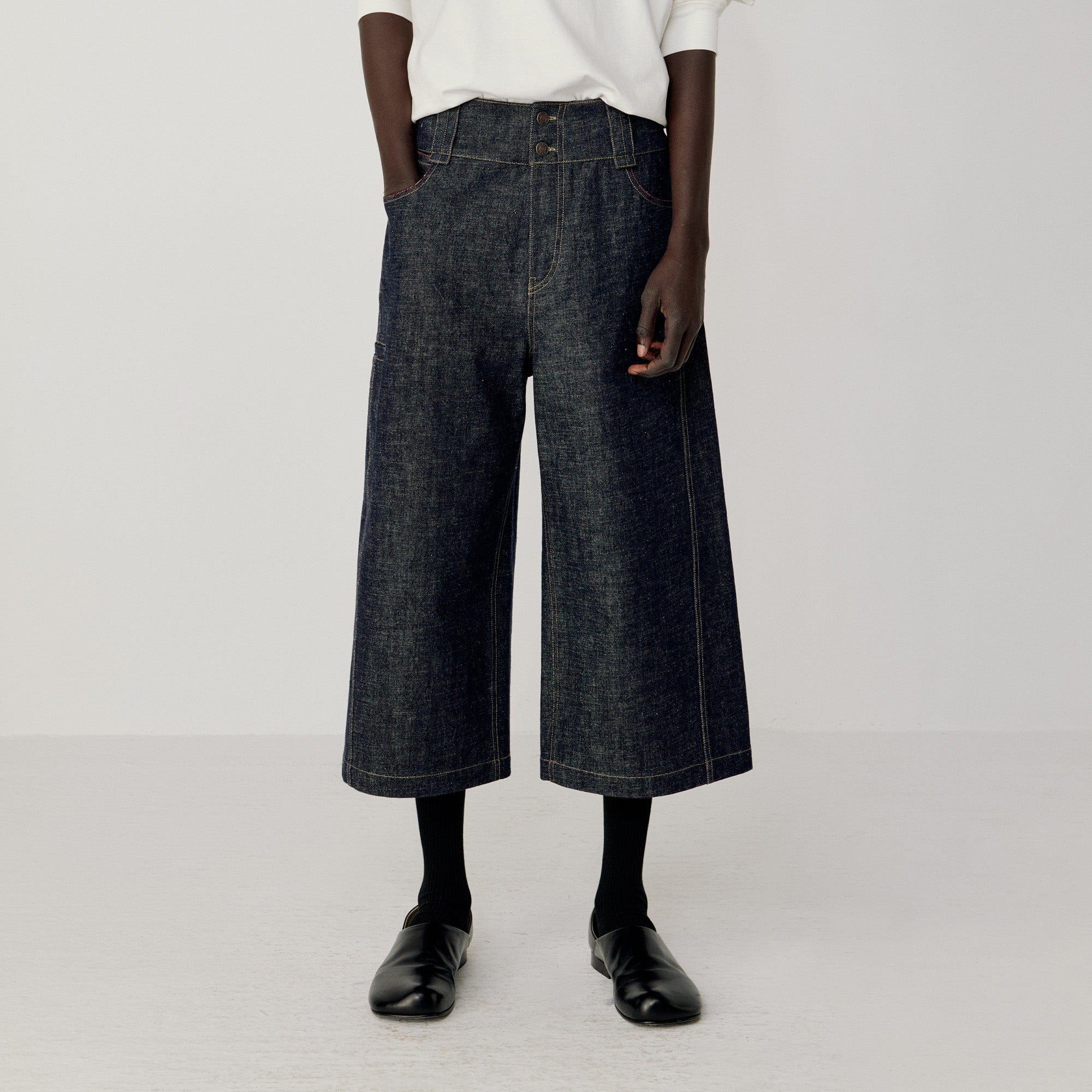 OPICLOTH Essential Stitched Cropped Raw Jeans, premium urban and streetwear designers apparel on PROJECTISR.com, OPICLOTH