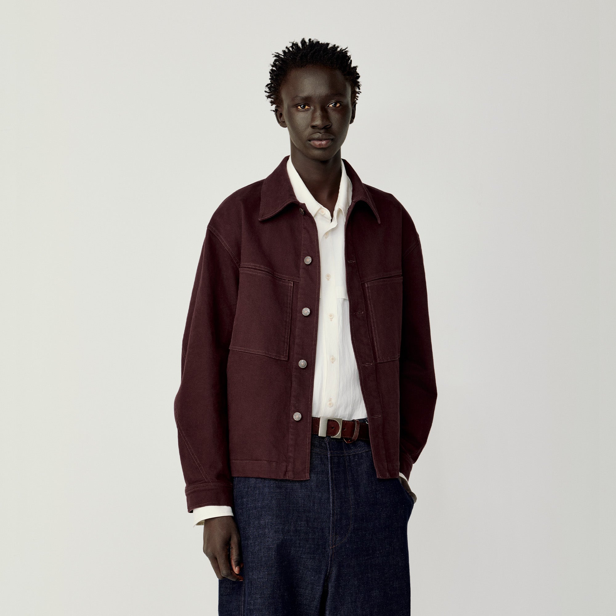 OPICLOTH Washed Patch-Pockets Curved-Cuffs Jacket