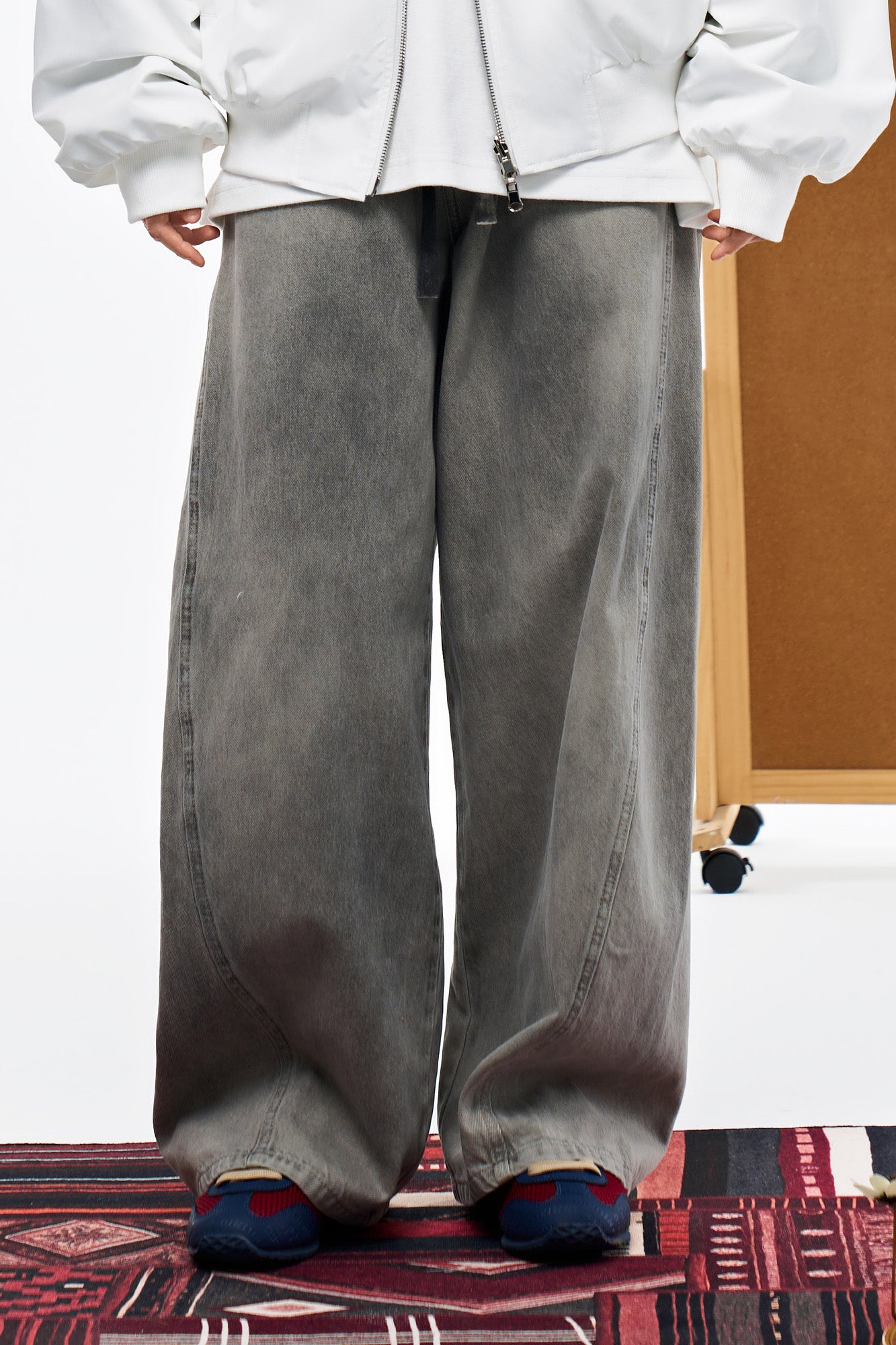 OVERLAPS Washed Drawstring Wide-Leg Jeans, premium urban and streetwear designers apparel on PROJECTISR.com, OVERLAPS