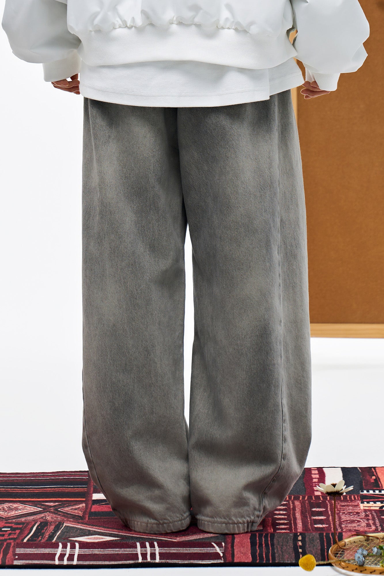 OVERLAPS Washed Drawstring Wide-Leg Jeans, premium urban and streetwear designers apparel on PROJECTISR.com, OVERLAPS