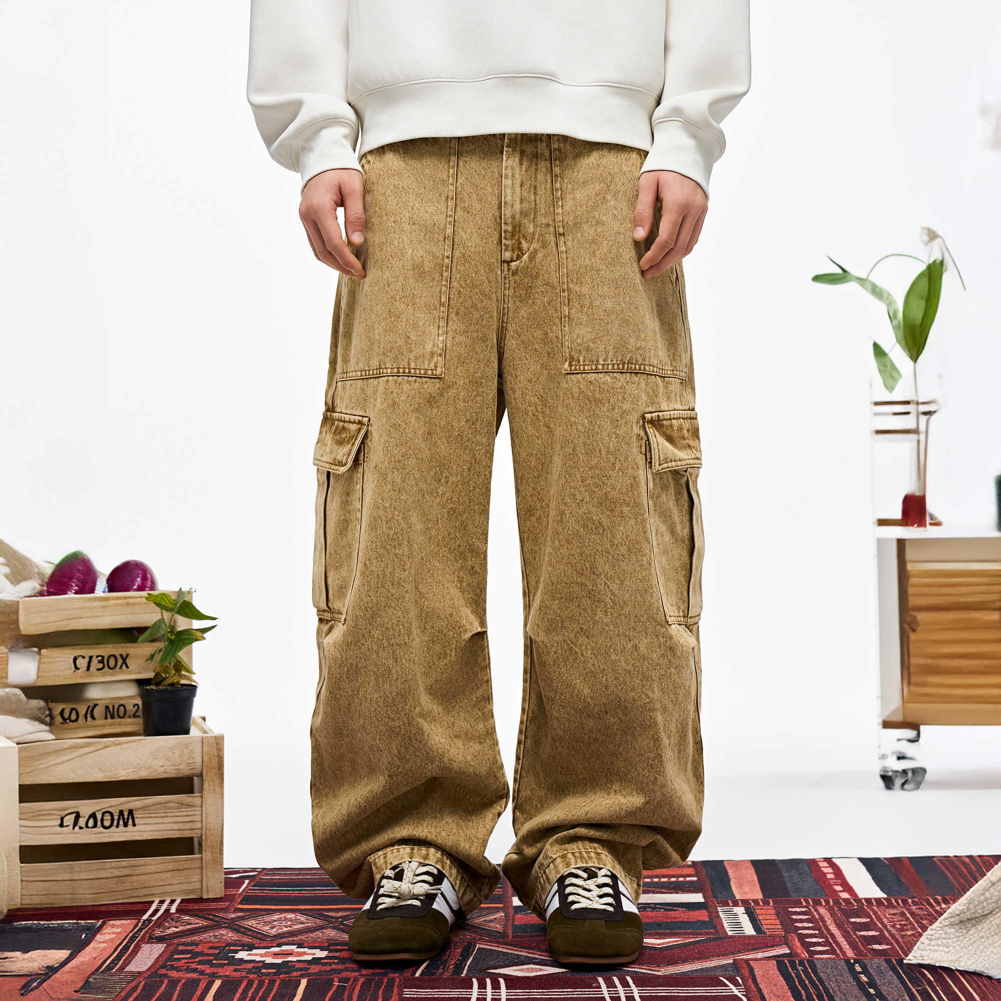 OVERLAPS Washed Utility Cargo Trousers, premium urban and streetwear designers apparel on PROJECTISR.com, OVERLAPS