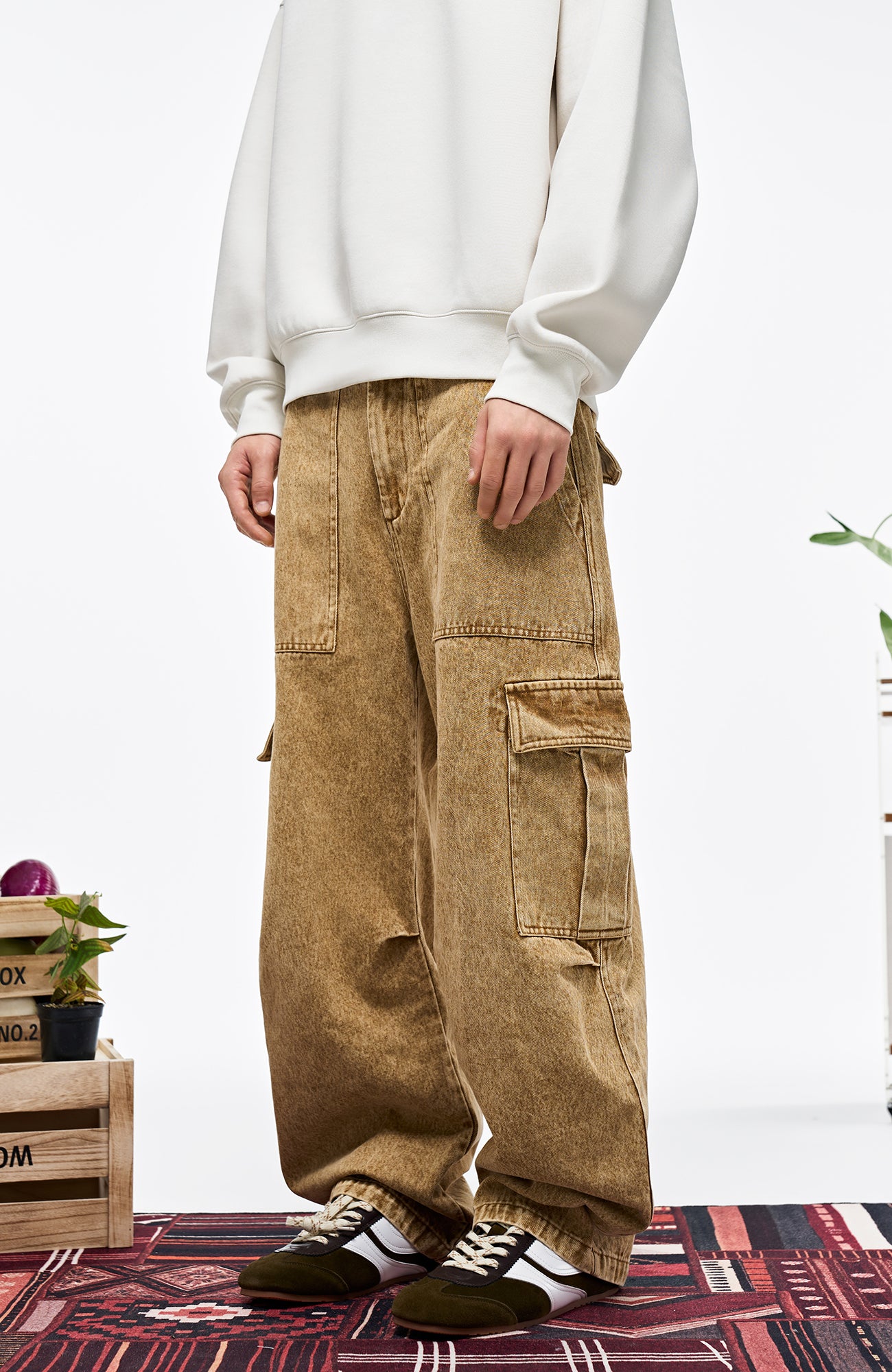 OVERLAPS Washed Utility Cargo Trousers, premium urban and streetwear designers apparel on PROJECTISR.com, OVERLAPS