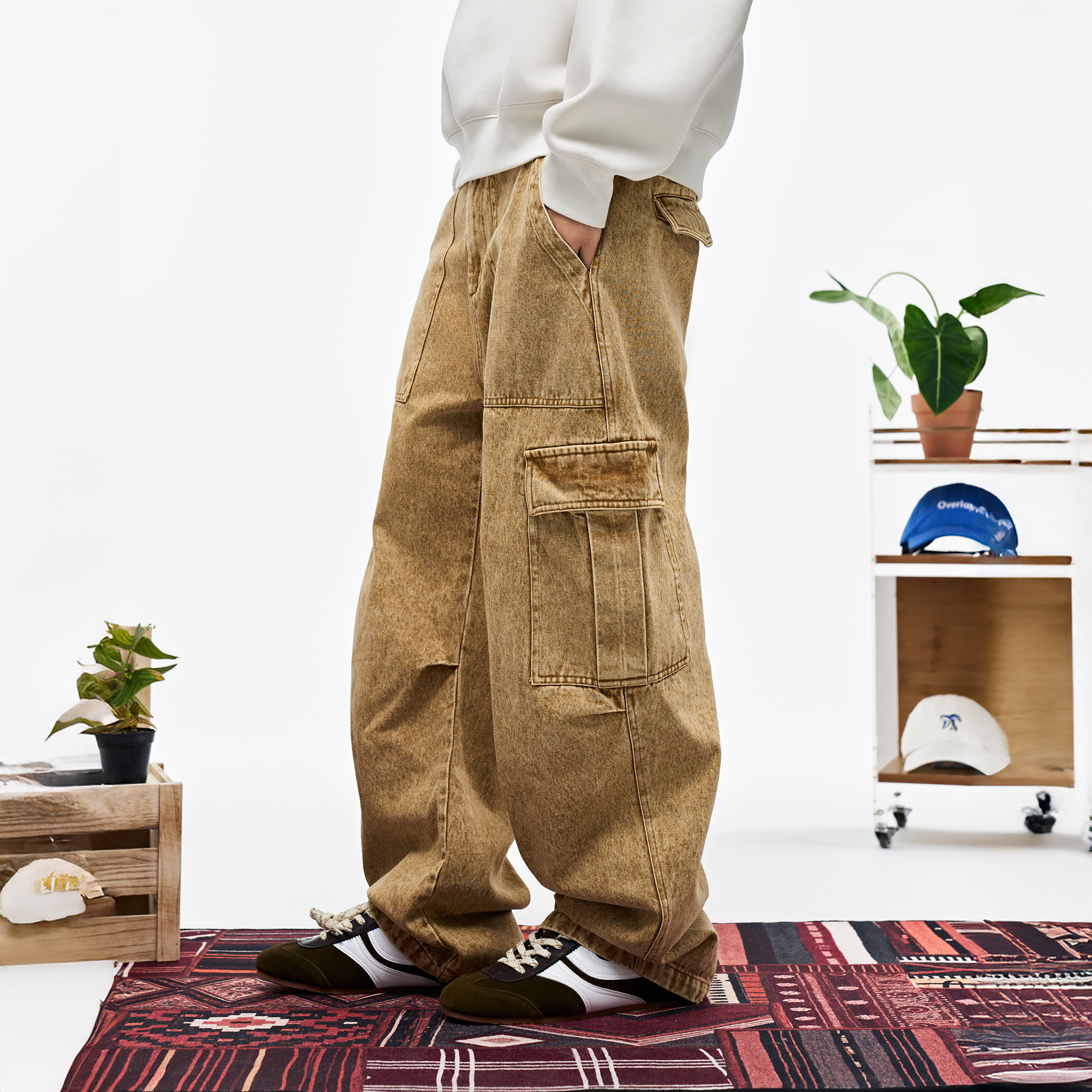 OVERLAPS Washed Utility Cargo Trousers, premium urban and streetwear designers apparel on PROJECTISR.com, OVERLAPS