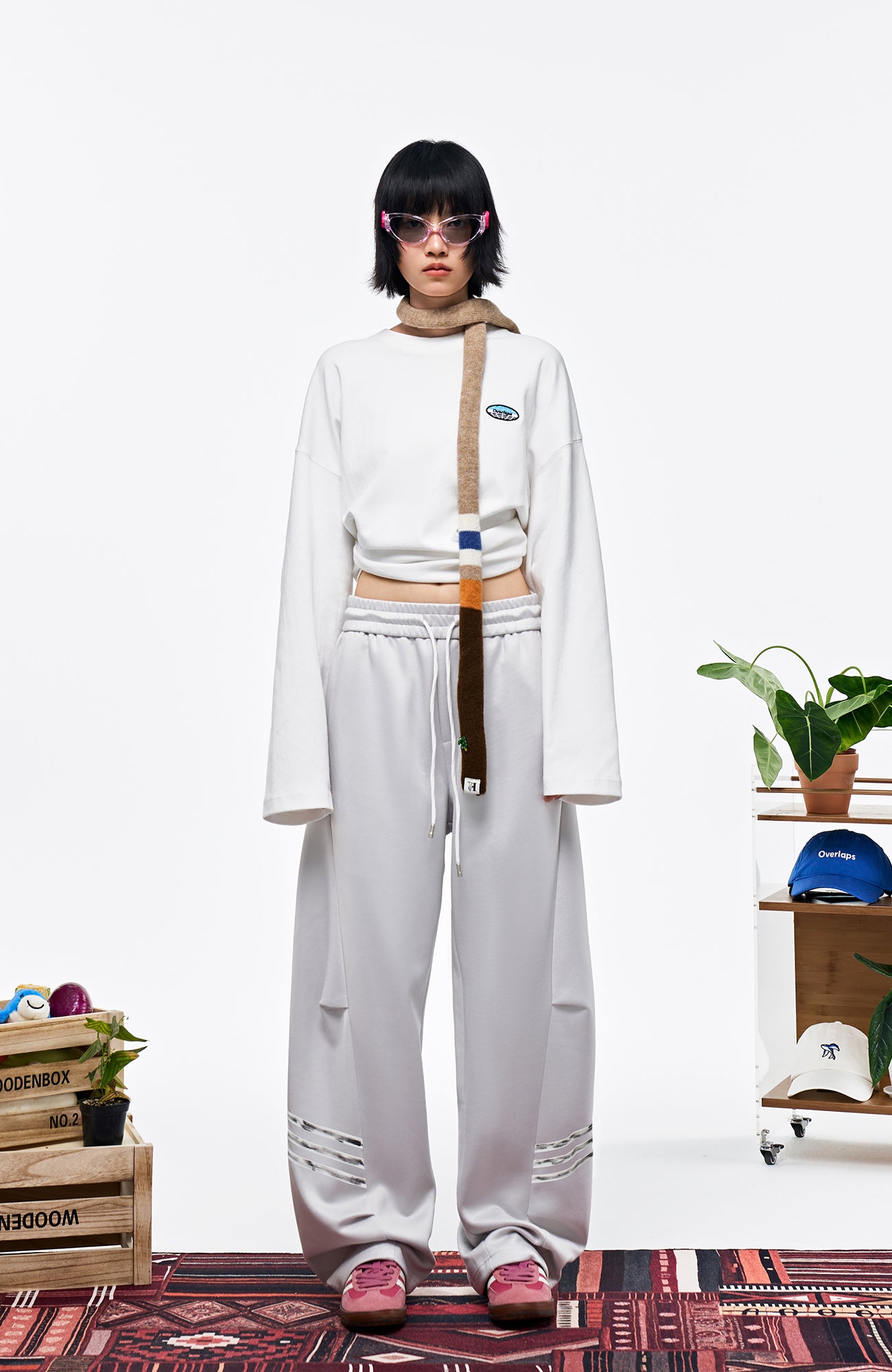 OVERLAPS Curved-Leg Panel Track Pants, premium urban and streetwear designers apparel on PROJECTISR.com, OVERLAPS