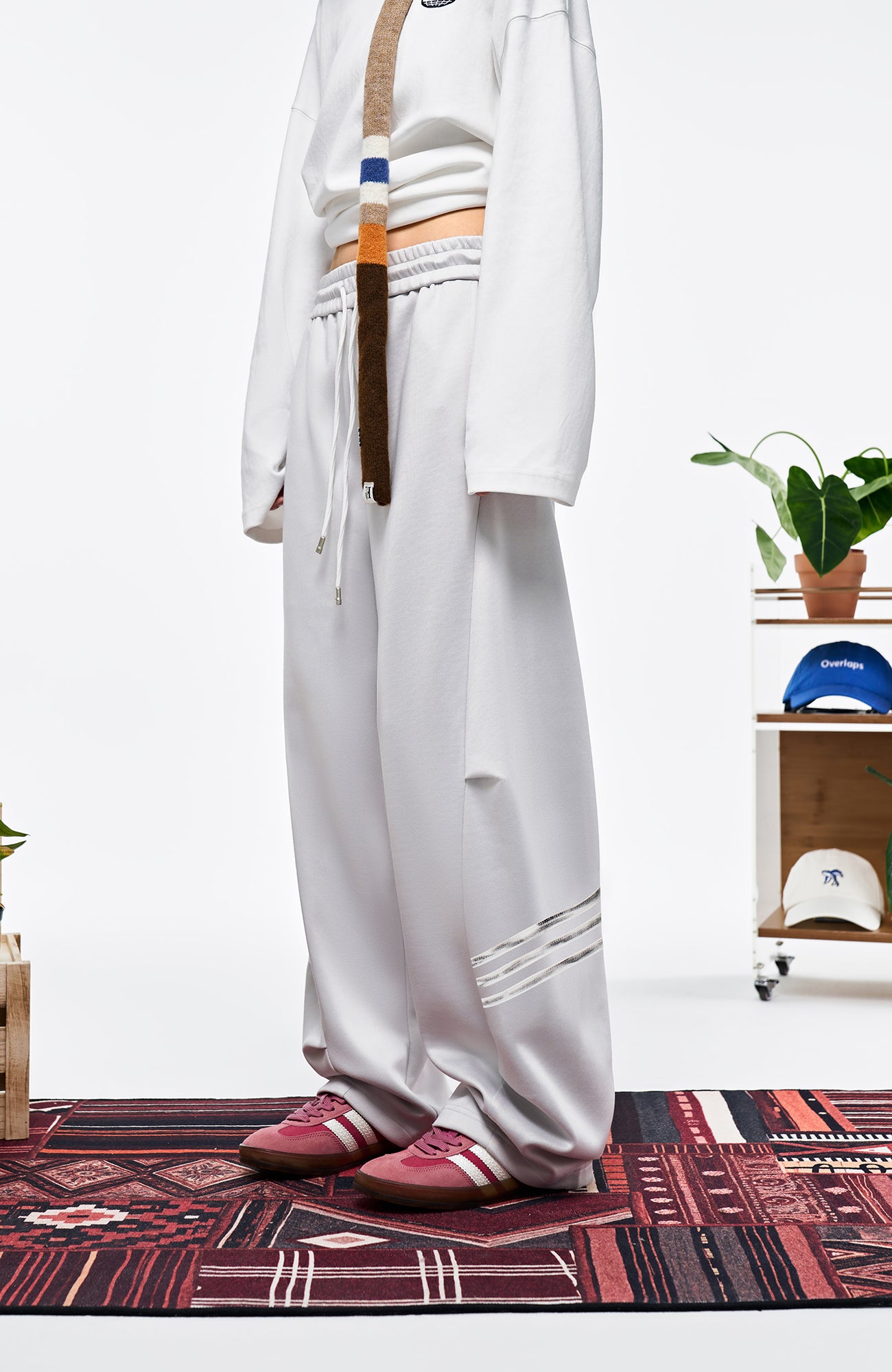 OVERLAPS Curved-Leg Panel Track Pants, premium urban and streetwear designers apparel on PROJECTISR.com, OVERLAPS