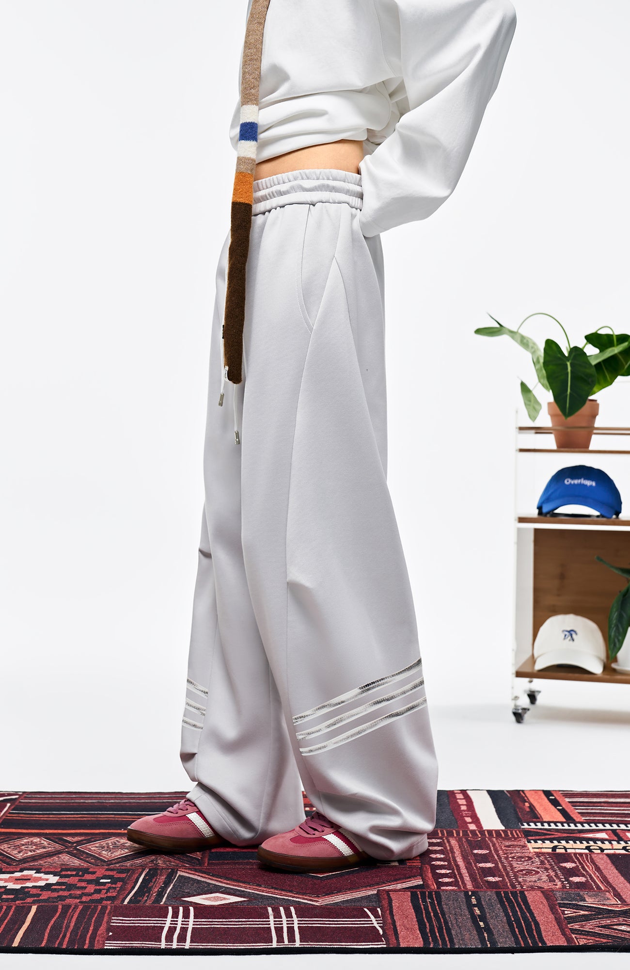 OVERLAPS Curved-Leg Panel Track Pants, premium urban and streetwear designers apparel on PROJECTISR.com, OVERLAPS