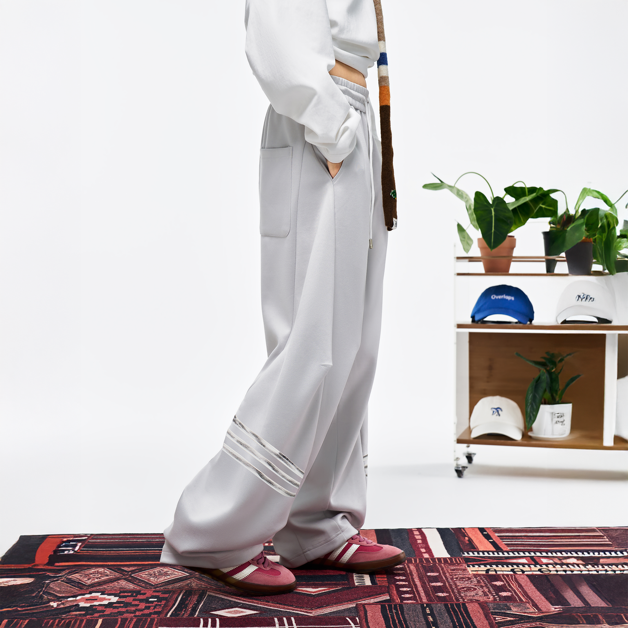 OVERLAPS Curved-Leg Panel Track Pants, premium urban and streetwear designers apparel on PROJECTISR.com, OVERLAPS