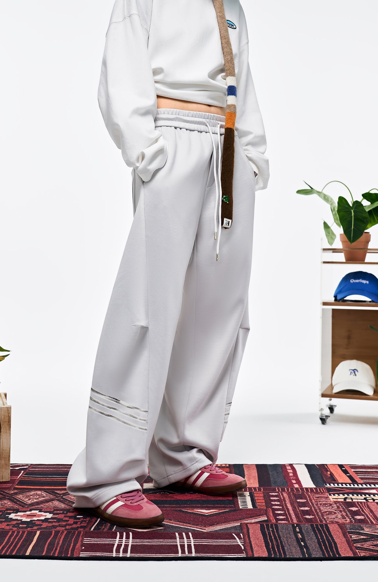 OVERLAPS Curved-Leg Panel Track Pants, premium urban and streetwear designers apparel on PROJECTISR.com, OVERLAPS