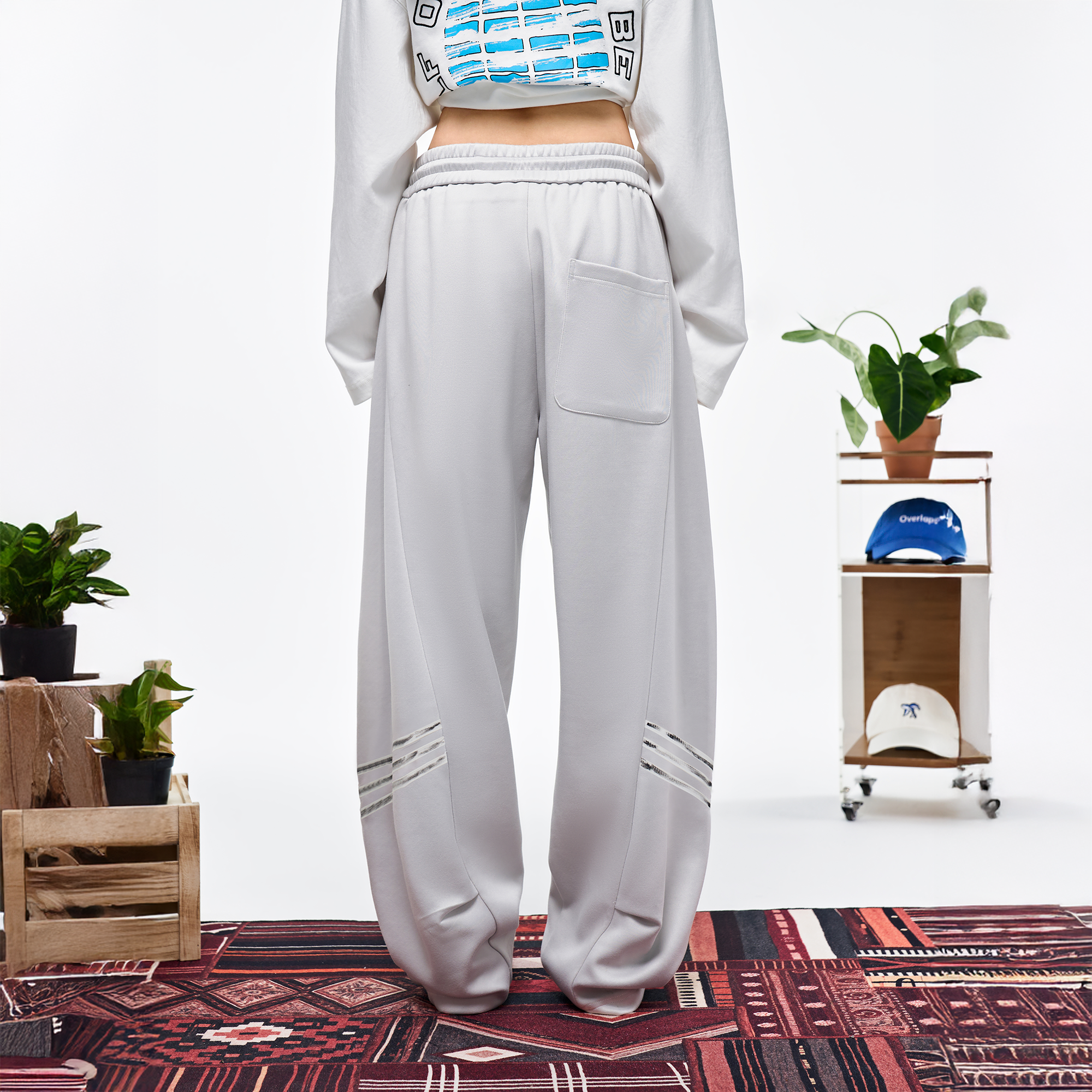 OVERLAPS Curved-Leg Panel Track Pants, premium urban and streetwear designers apparel on PROJECTISR.com, OVERLAPS