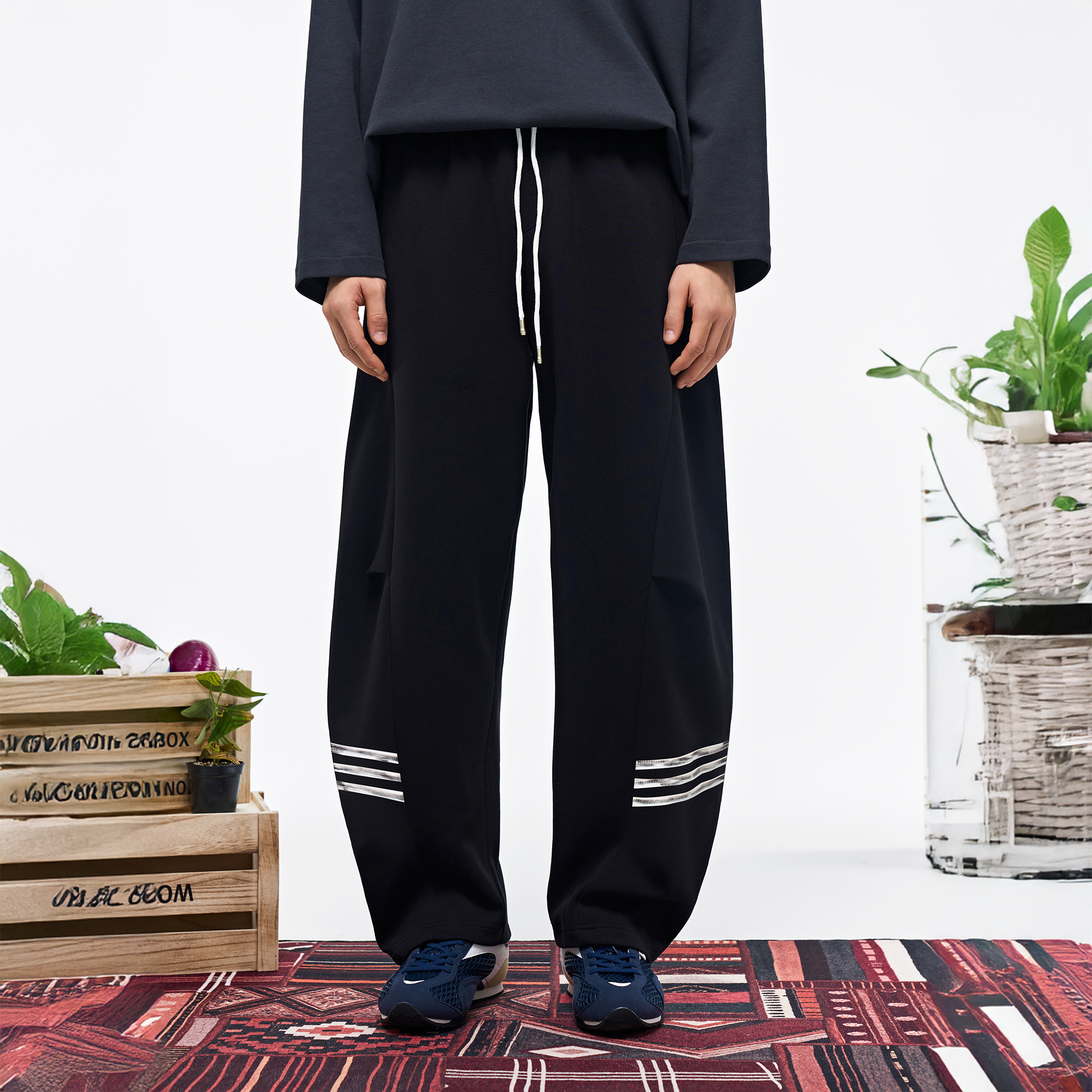 OVERLAPS Curved-Leg Panel Track Pants, premium urban and streetwear designers apparel on PROJECTISR.com, OVERLAPS