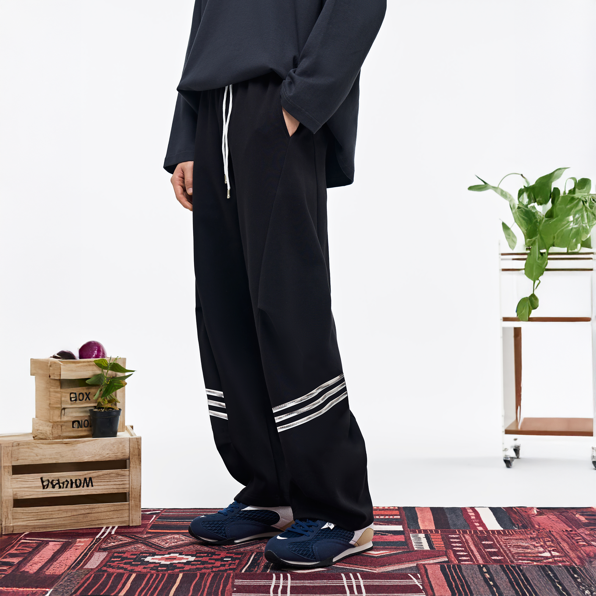OVERLAPS Curved-Leg Panel Track Pants, premium urban and streetwear designers apparel on PROJECTISR.com, OVERLAPS