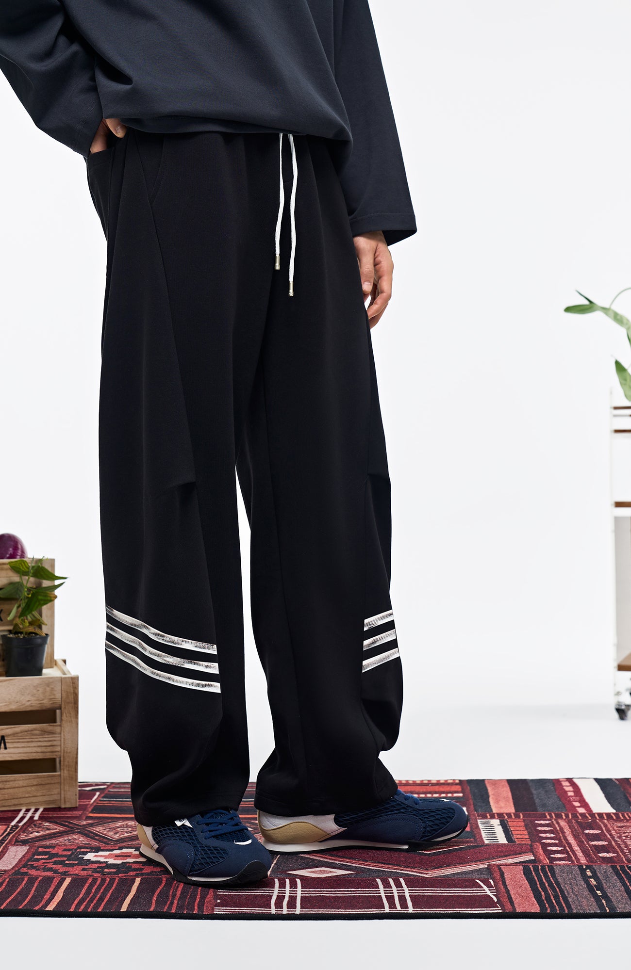 OVERLAPS Curved-Leg Panel Track Pants, premium urban and streetwear designers apparel on PROJECTISR.com, OVERLAPS