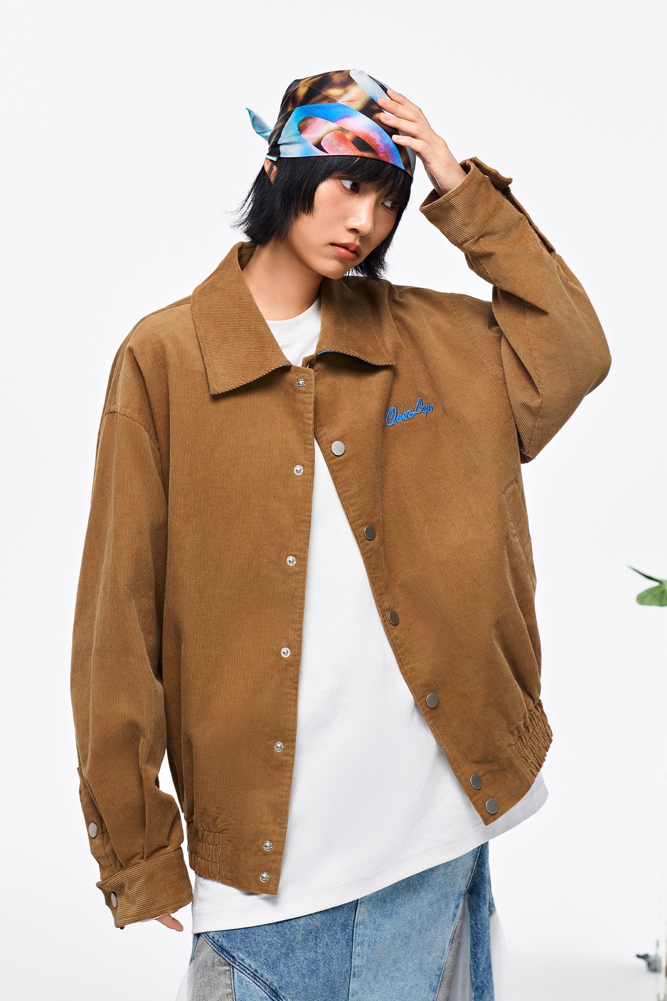 OVERLAPS Embroidered LOGO Utility Snap Jacket, premium urban and streetwear designers apparel on PROJECTISR.com, OVERLAPS