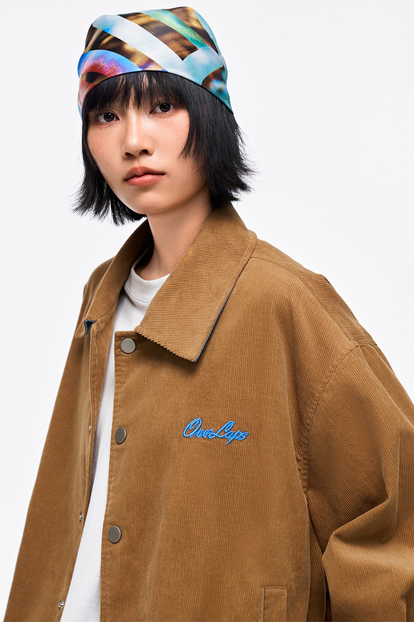 OVERLAPS Embroidered LOGO Utility Snap Jacket, premium urban and streetwear designers apparel on PROJECTISR.com, OVERLAPS