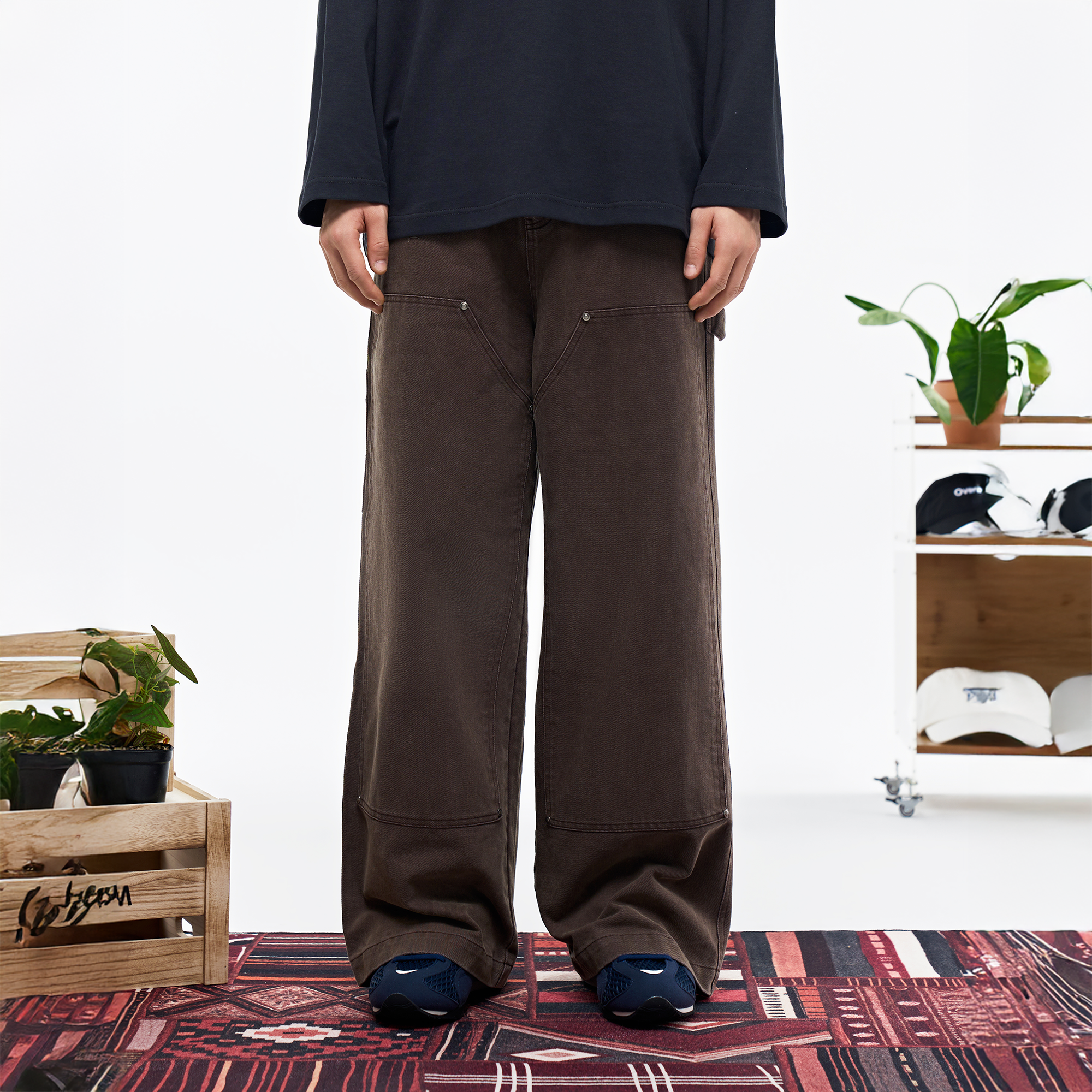 OVERLAPS Double-Knee Straight-Leg Pants, premium urban and streetwear designers apparel on PROJECTISR.com, OVERLAPS