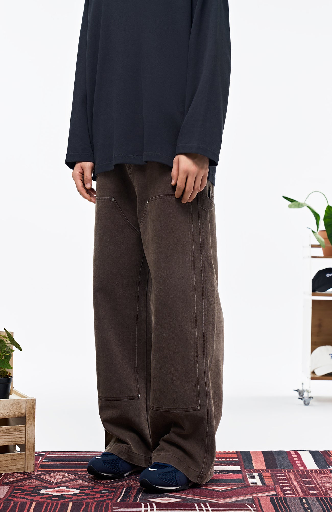 OVERLAPS Double-Knee Straight-Leg Pants, premium urban and streetwear designers apparel on PROJECTISR.com, OVERLAPS