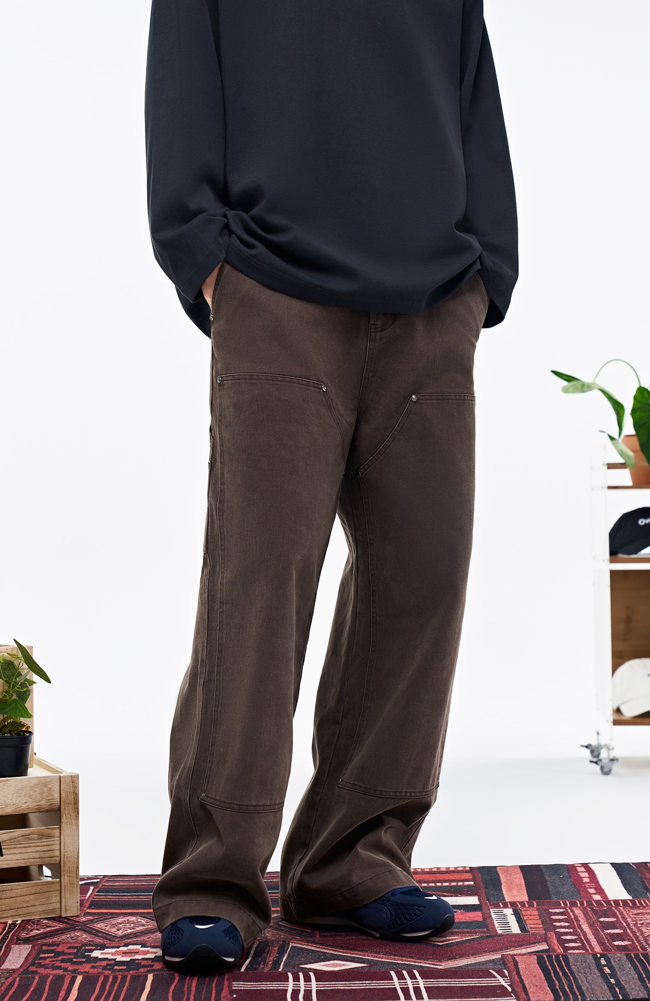 OVERLAPS Double-Knee Straight-Leg Pants, premium urban and streetwear designers apparel on PROJECTISR.com, OVERLAPS