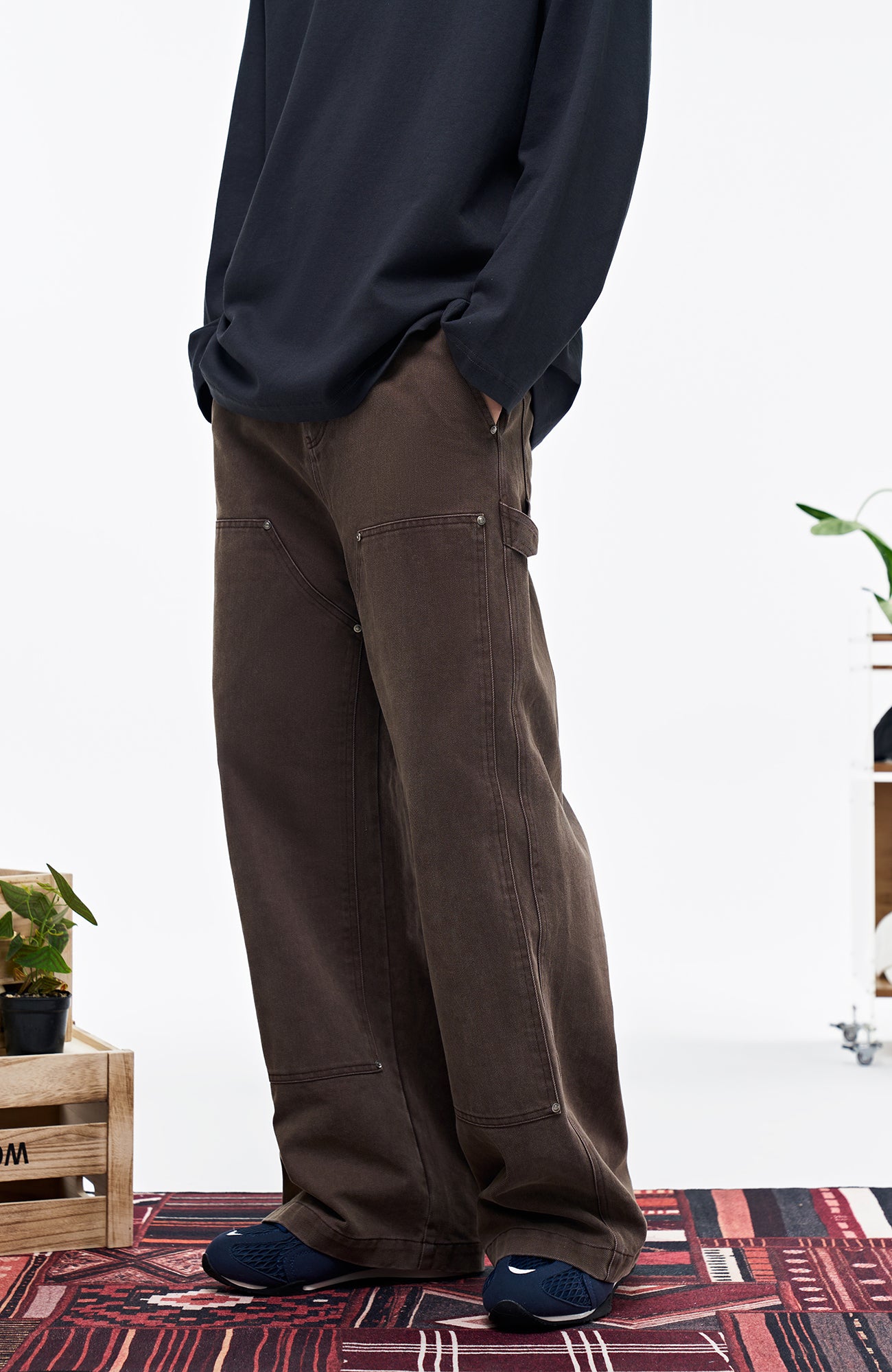 OVERLAPS Double-Knee Straight-Leg Pants